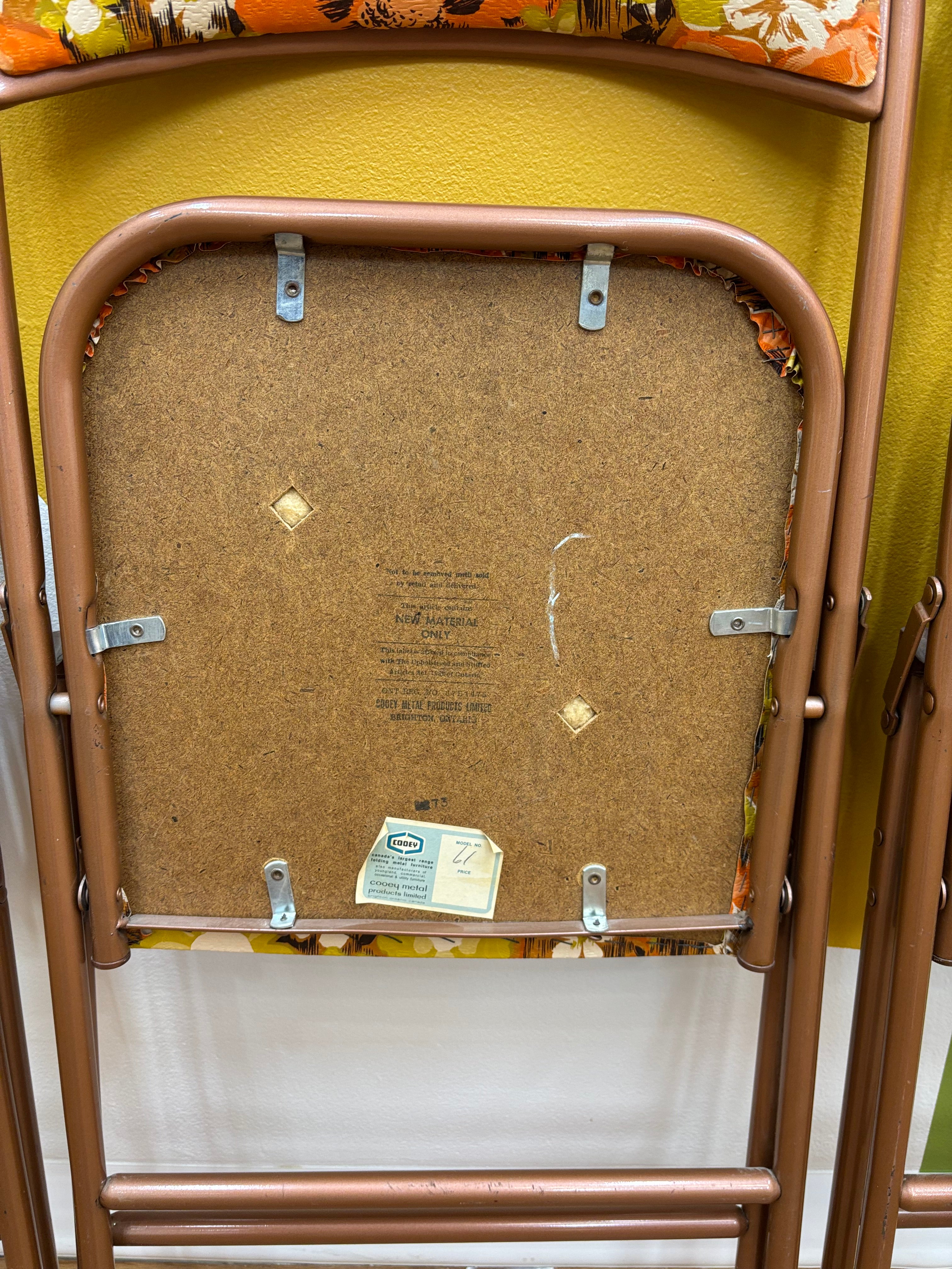 (3) Floral Cooey Folding Chairs