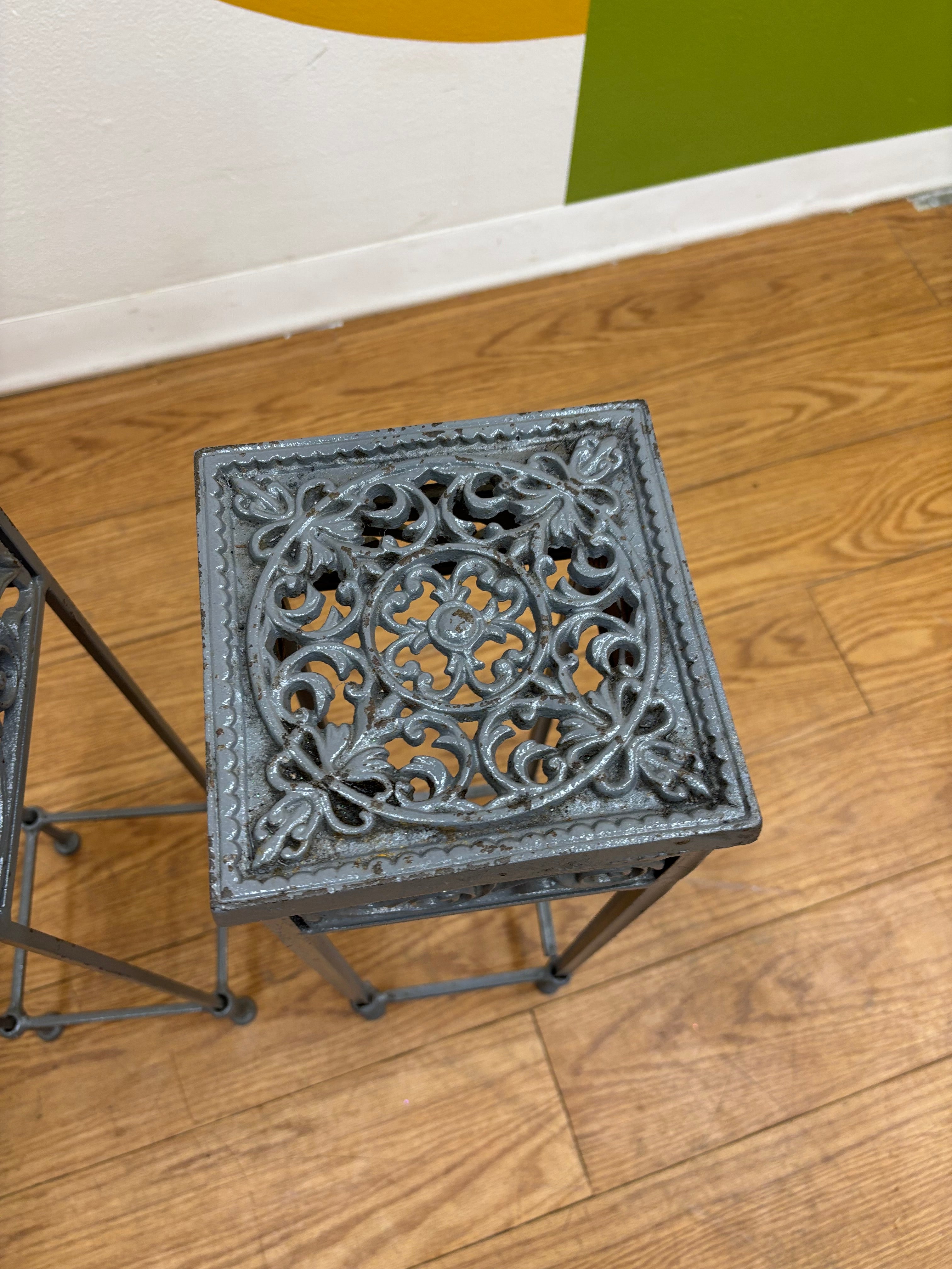 (2) Silver Plant Stands