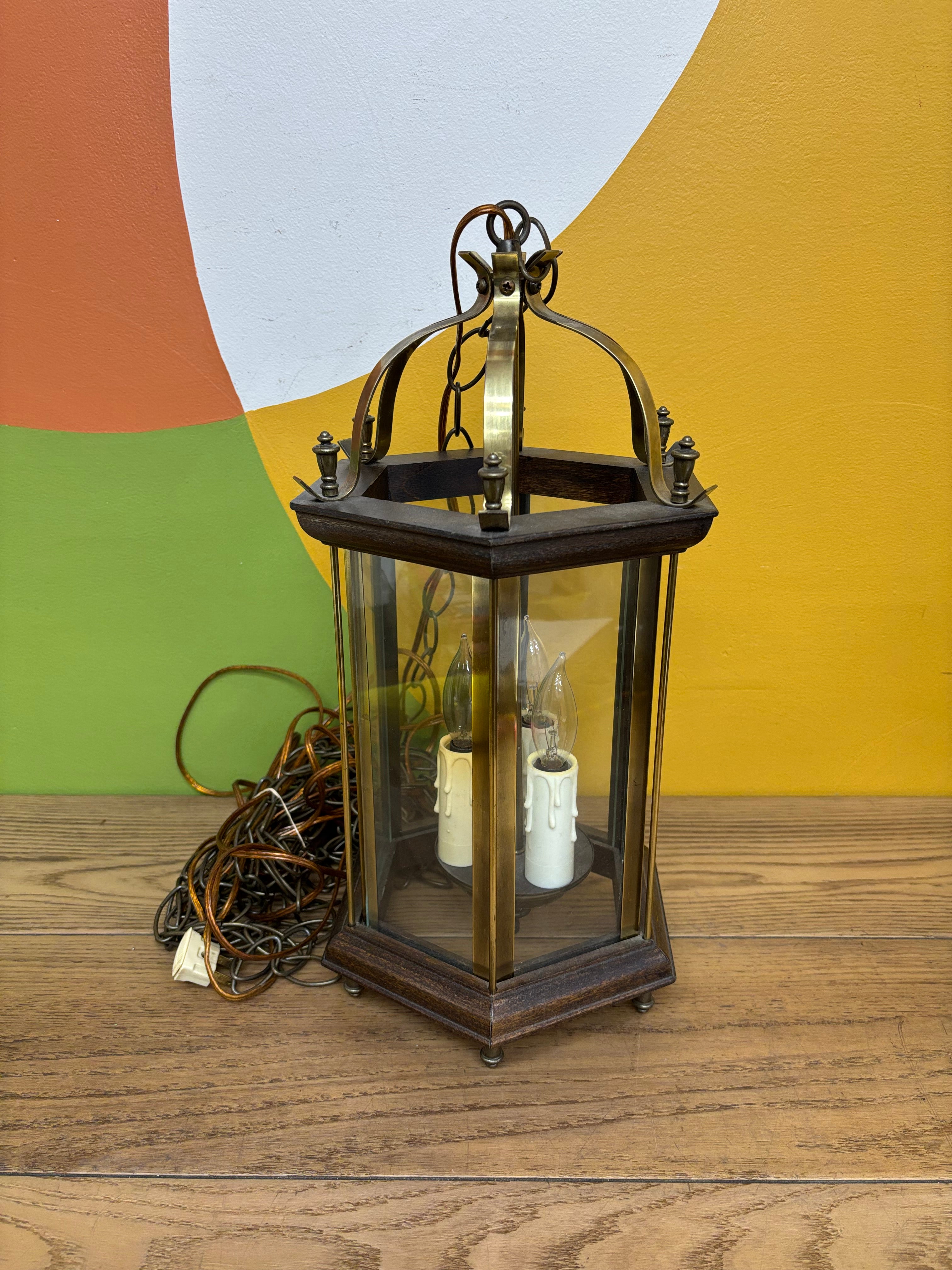 Glass Lantern Style Swag Lamp