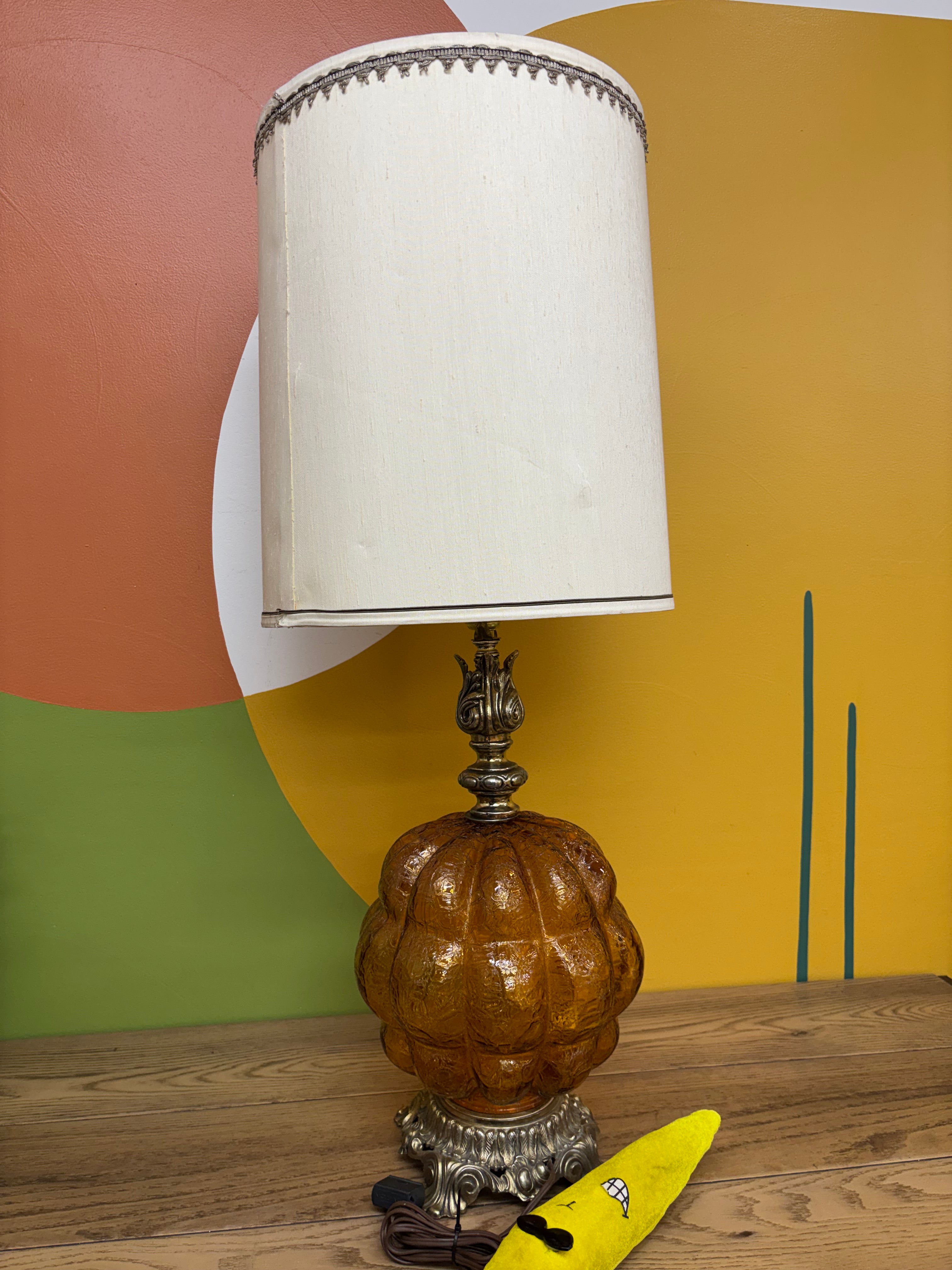 Amber Glass Table Lamp