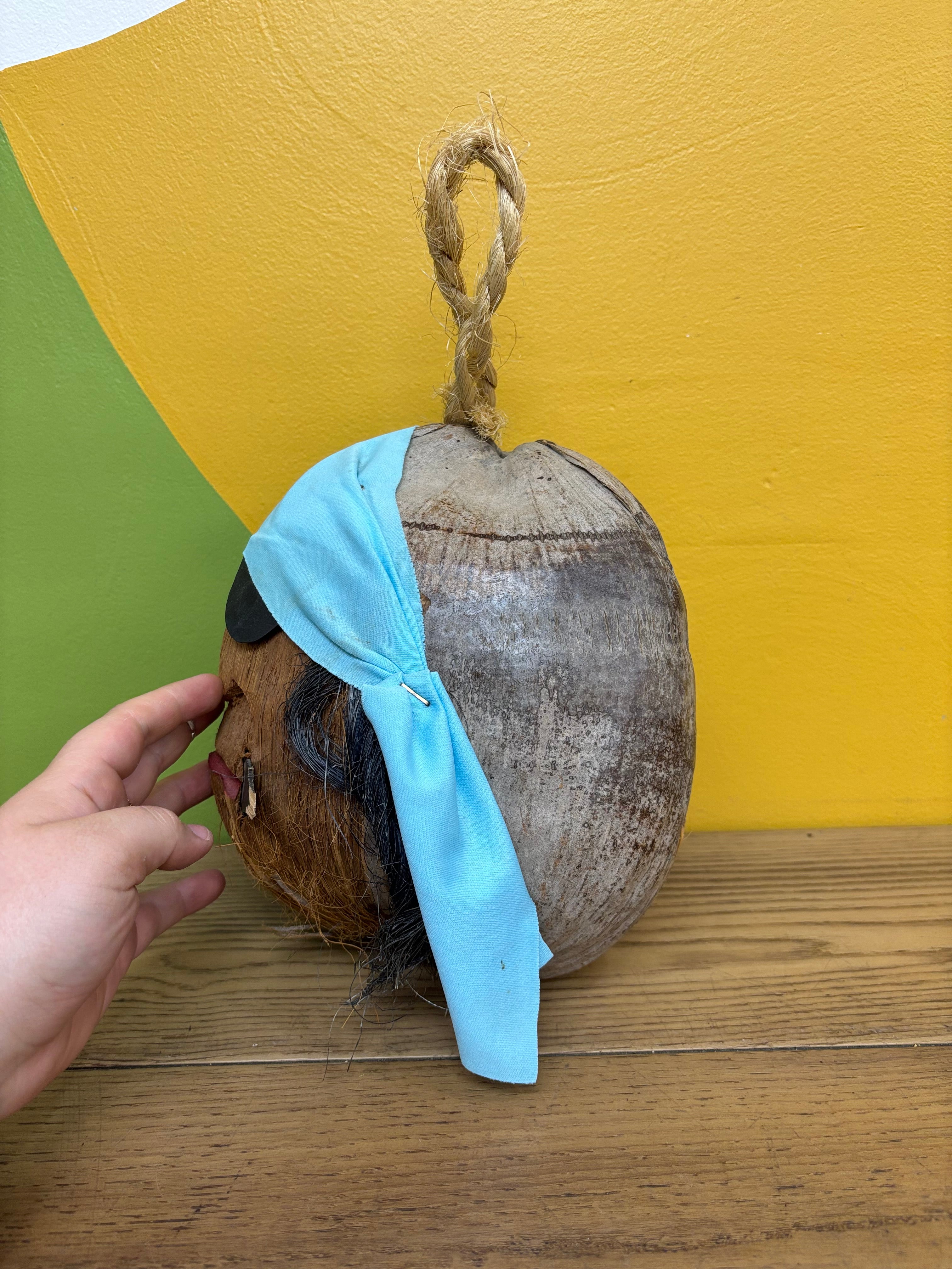 Carved Coconut Pirate Head