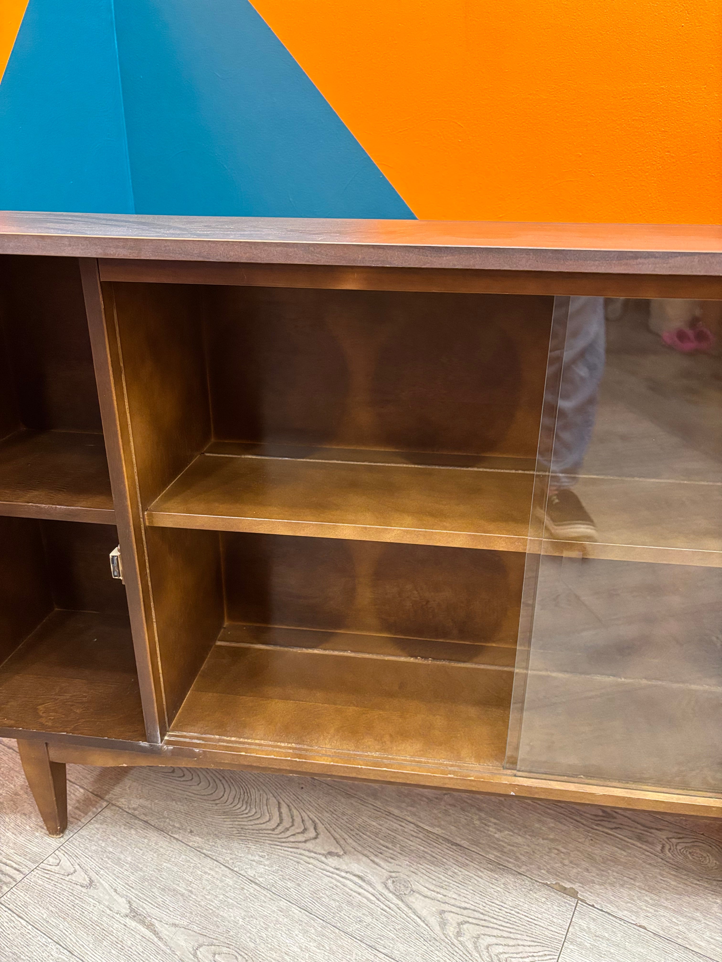 Wood Cabinet with Glass Doors