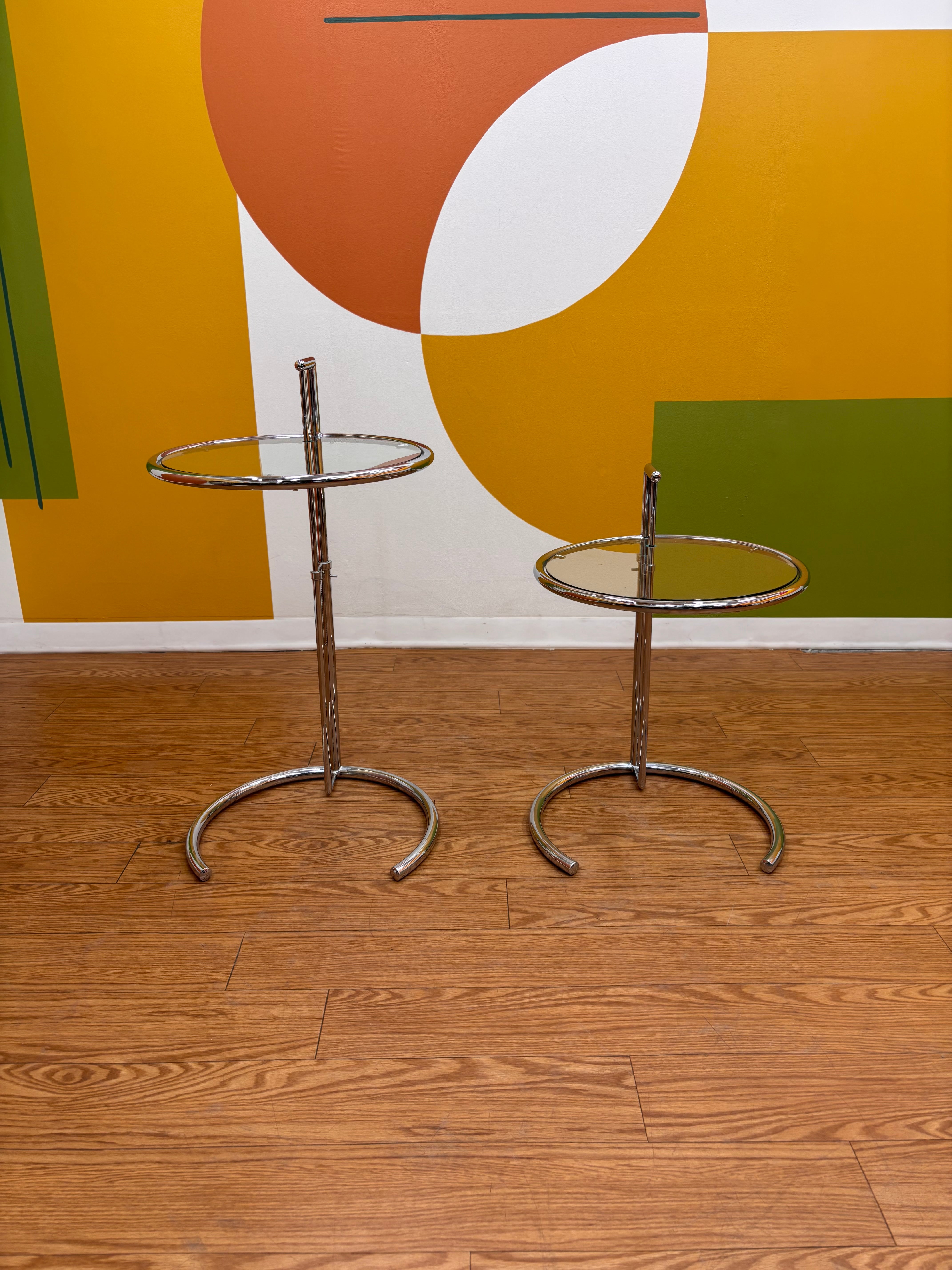 Adjustable Chrome Side Tables (2)