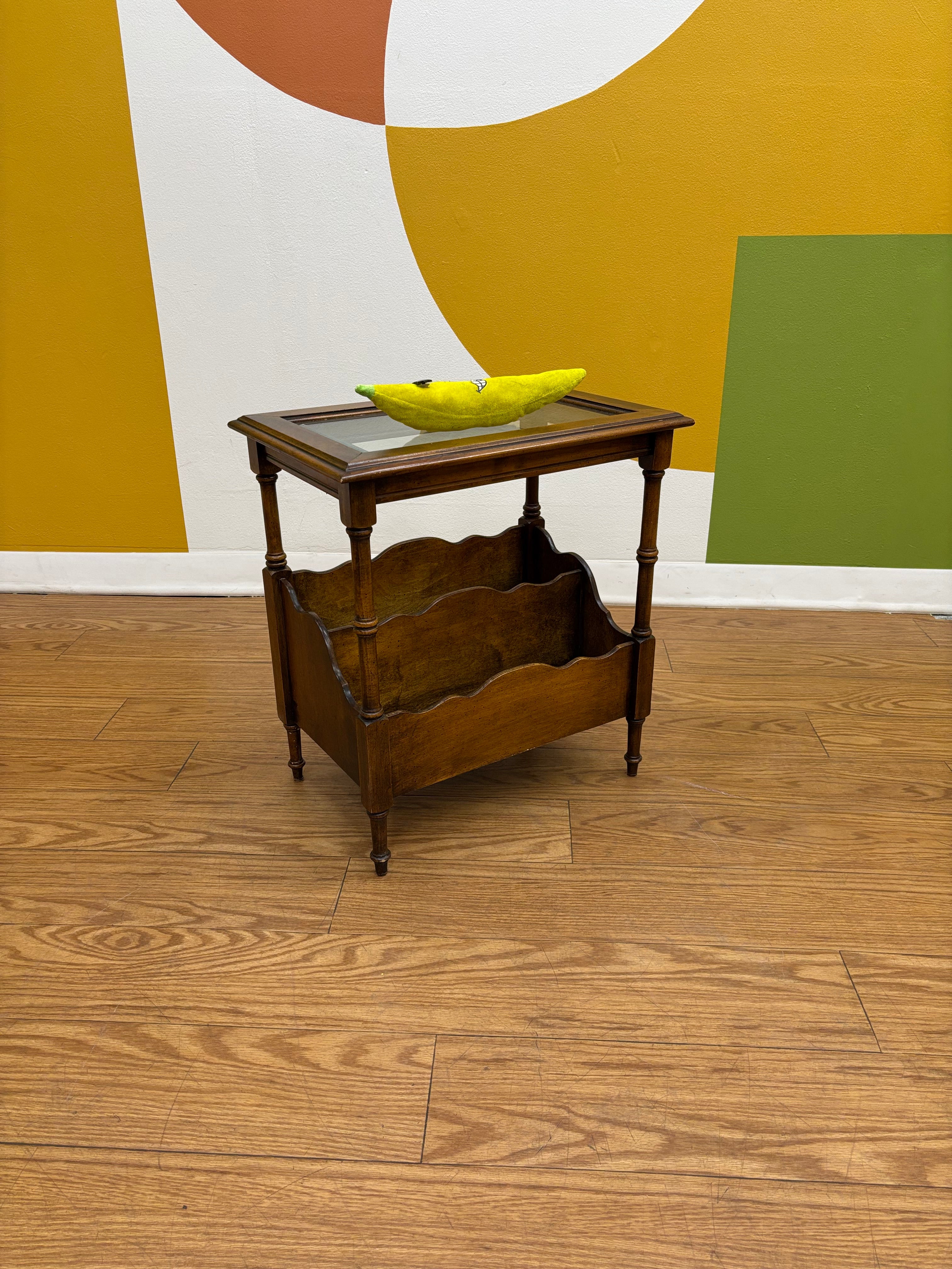 Wood Side Table with Bottom Storage