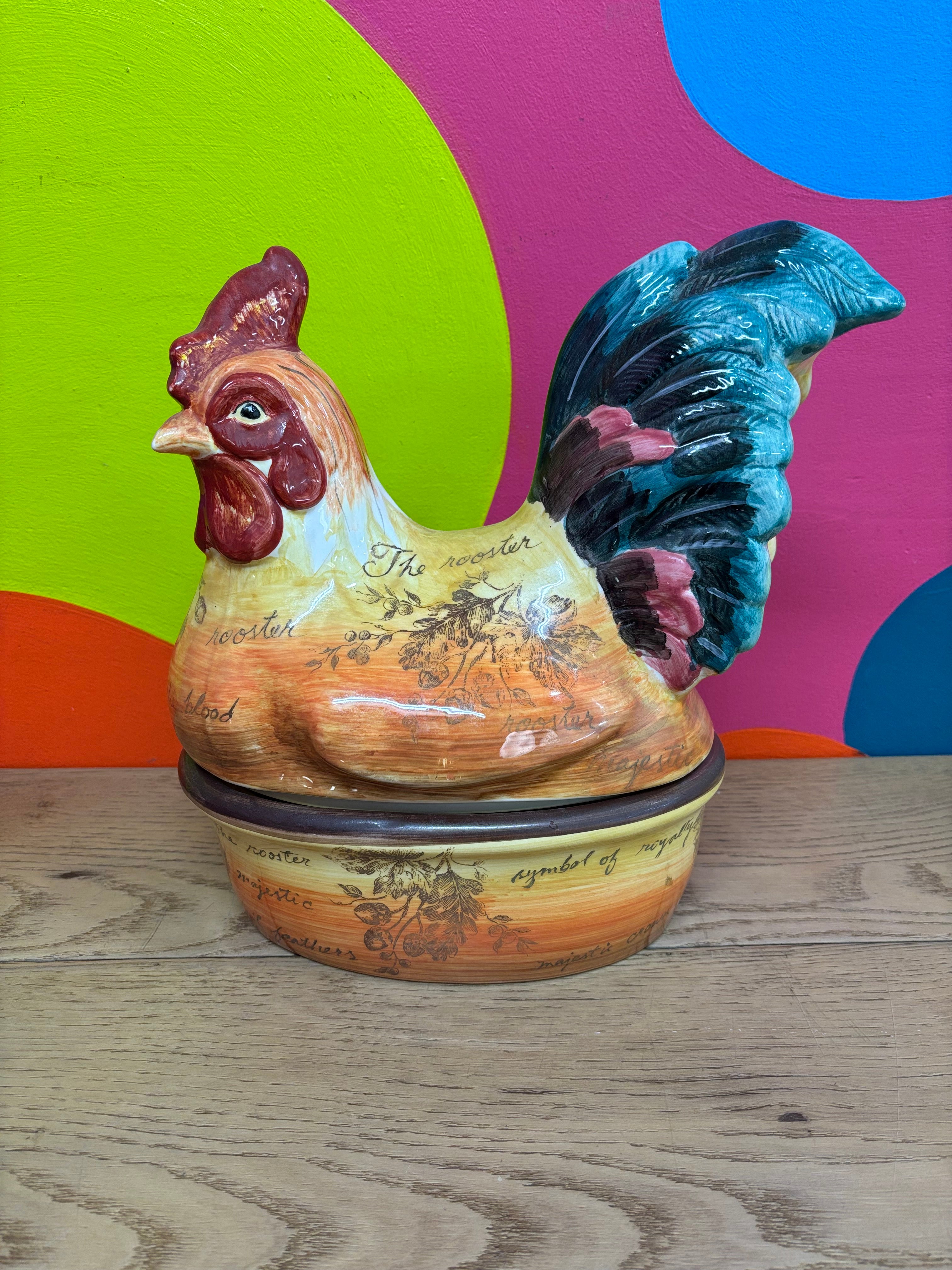Hand Painted Rooster Jar