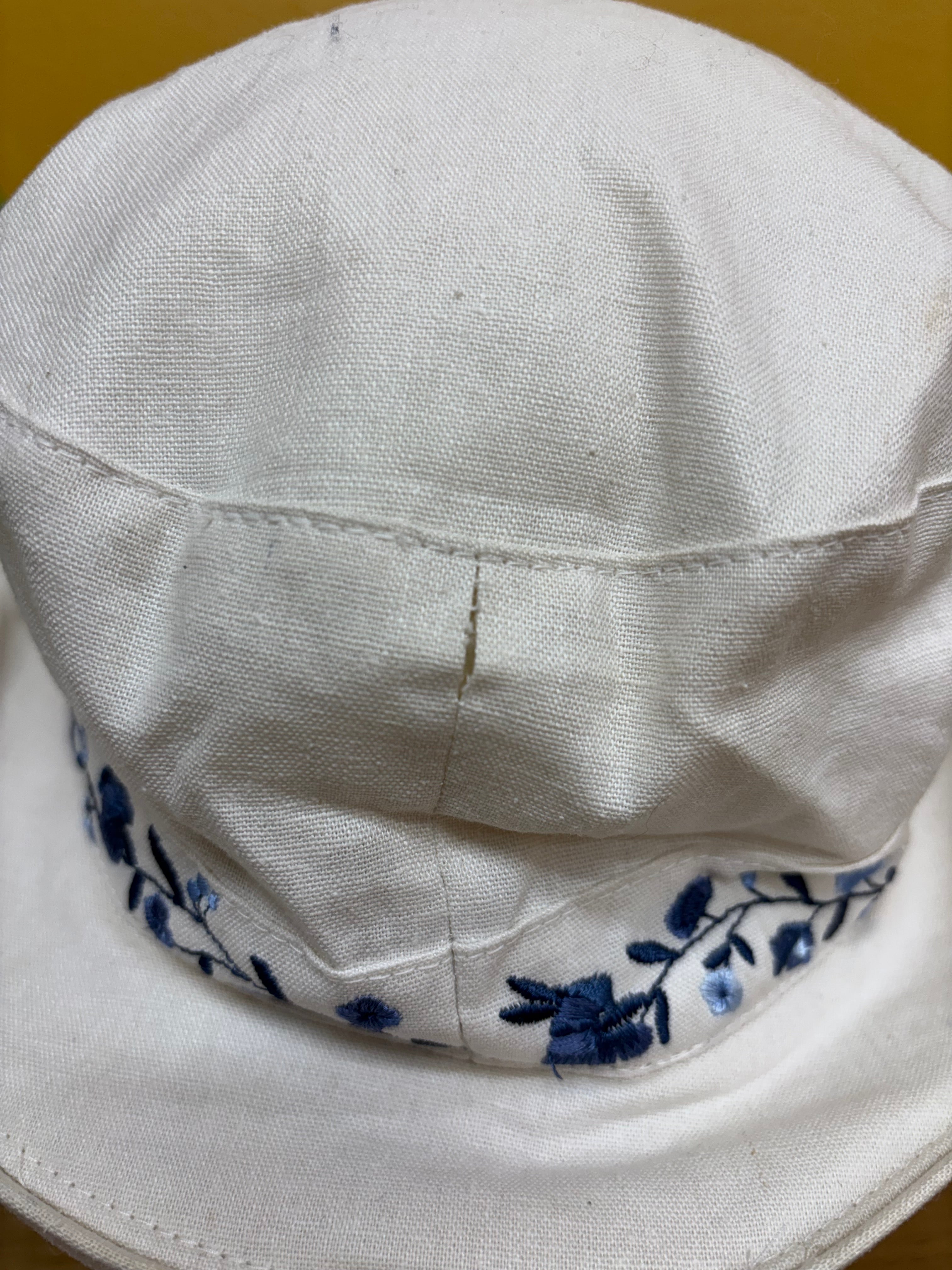 Blue & White Embroidered Bucket Hat