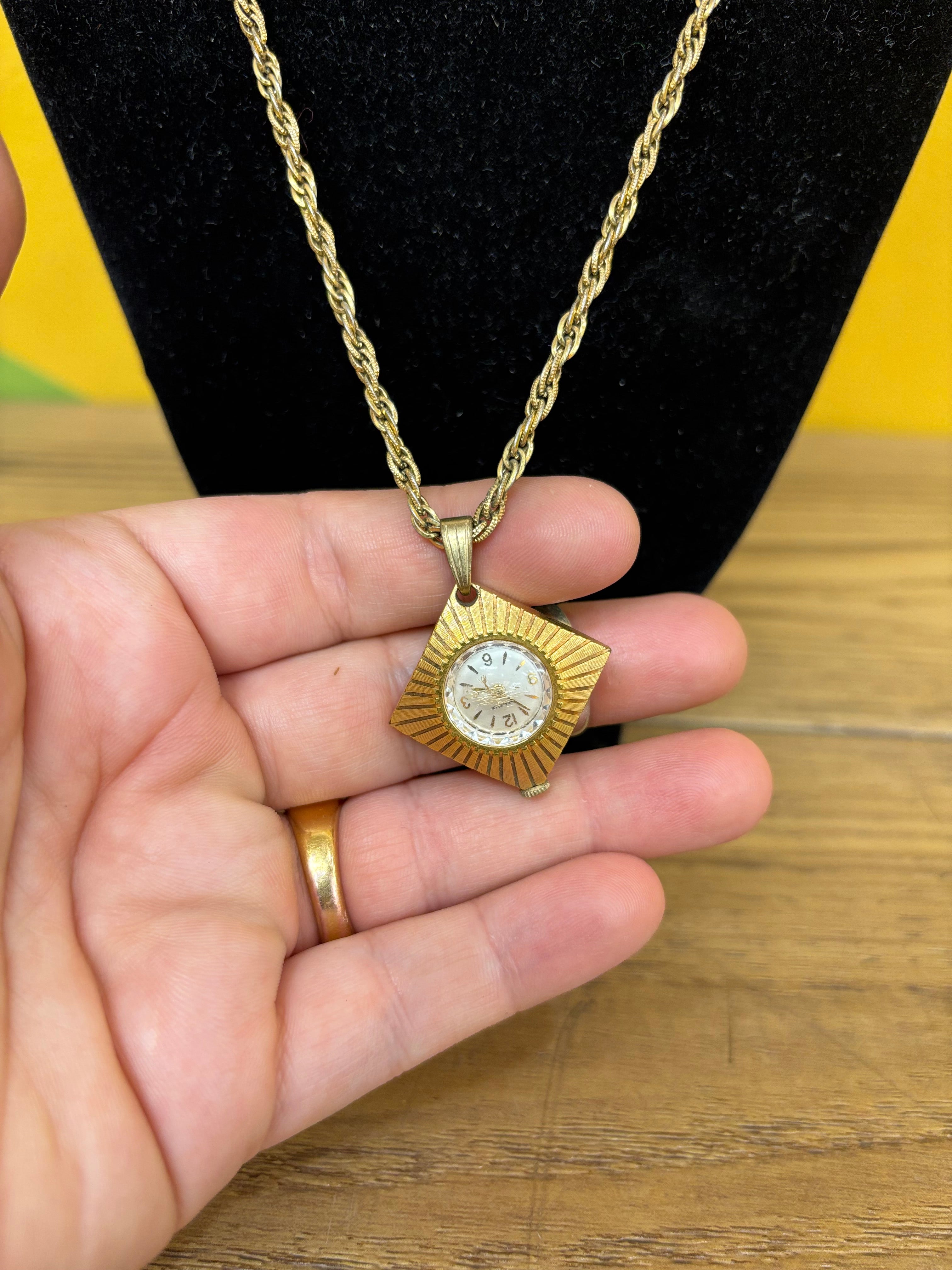 Caravelle Watch Pendant Necklace