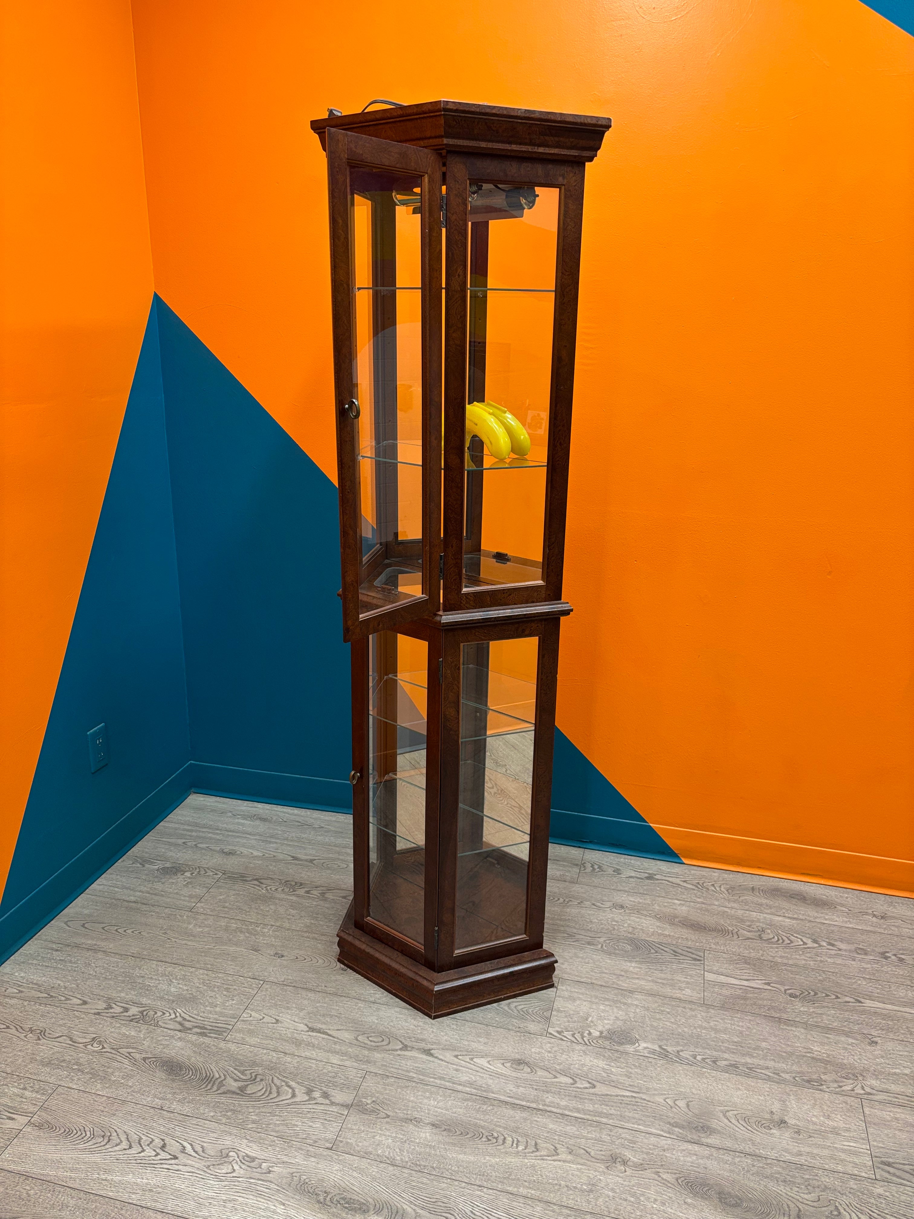 Light Up Wood and Glass Display Cabinet