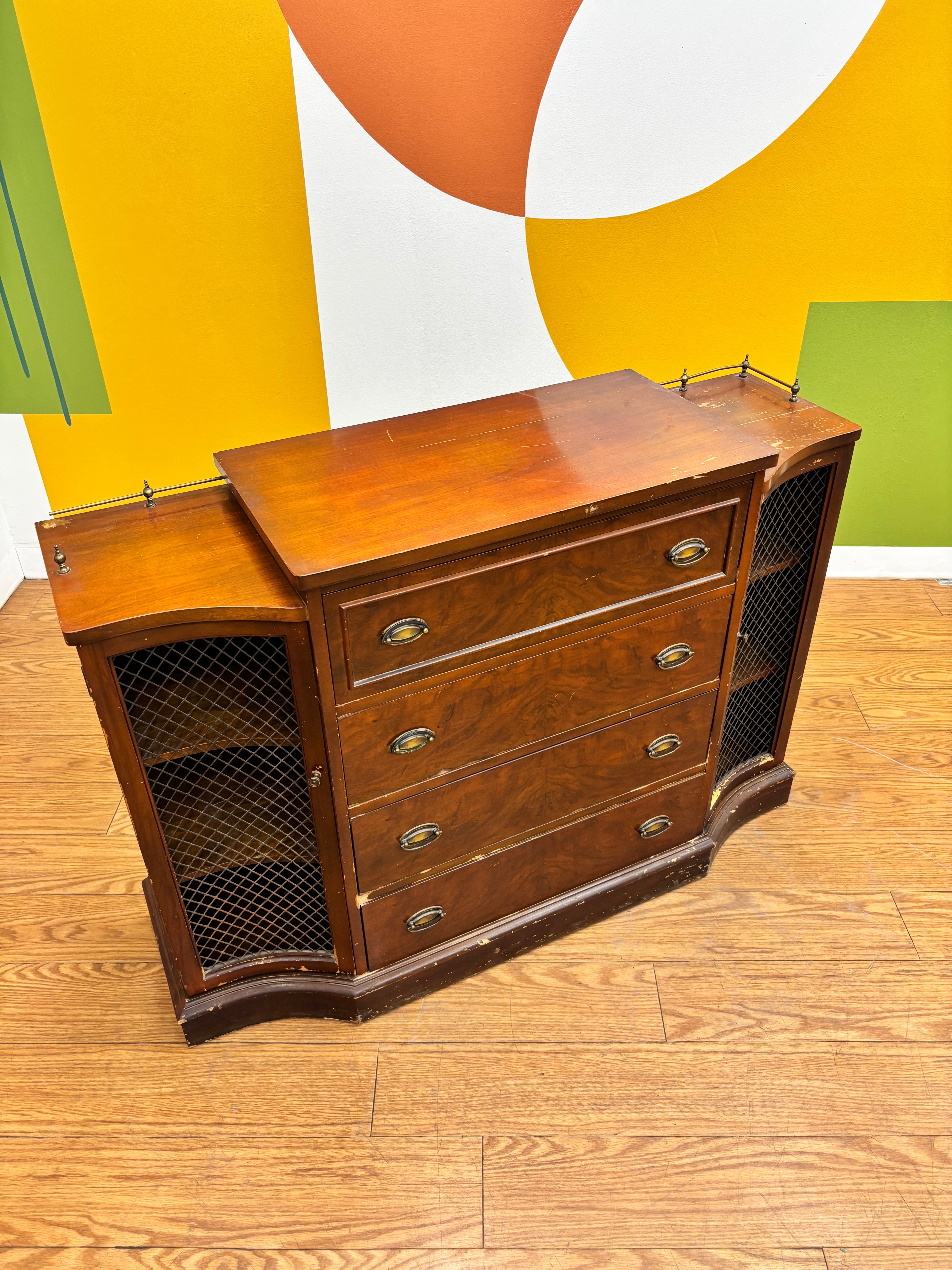 Wood Cabinet with Drop Down Drawer