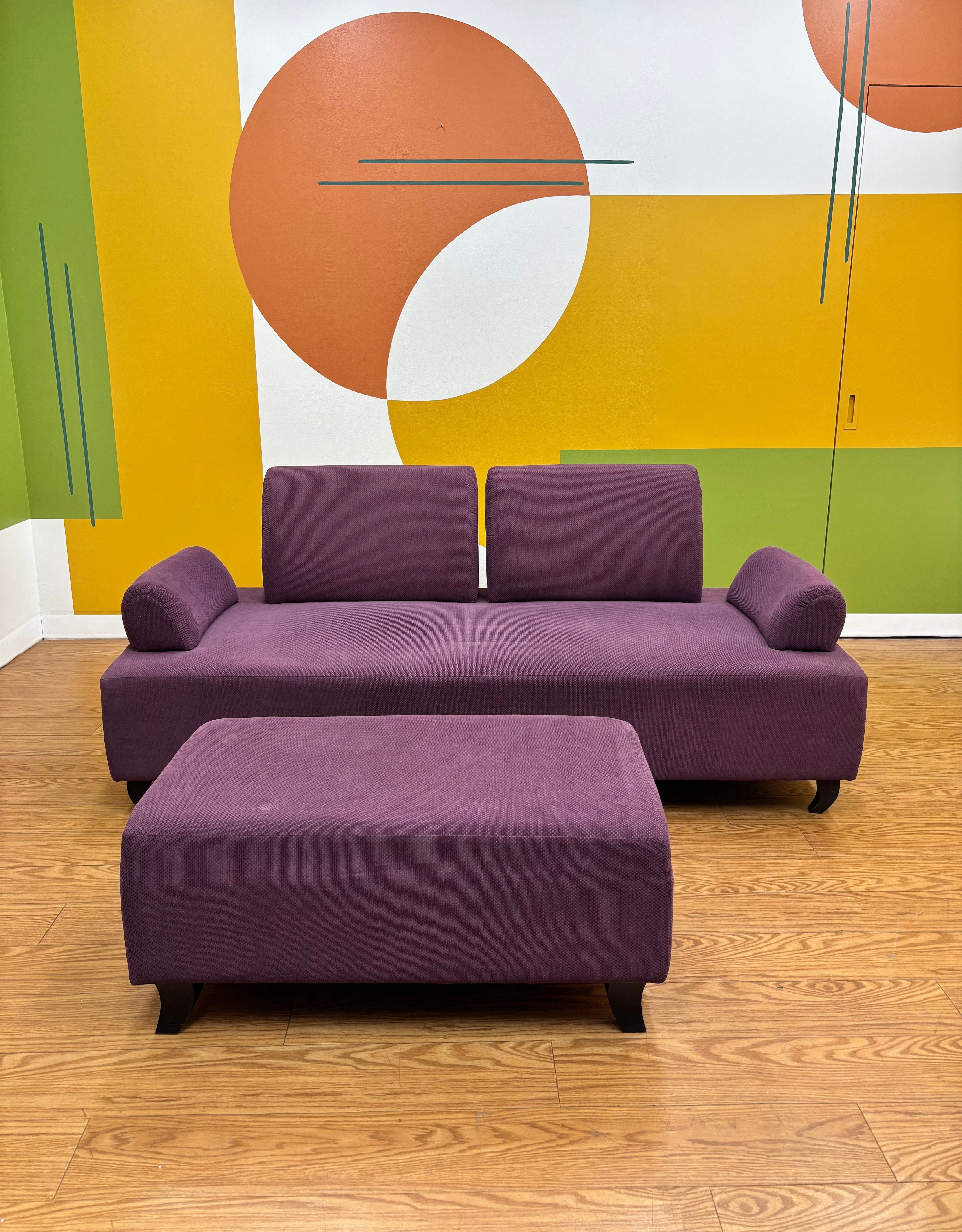 Purple Sofa with Matching Ottoman
