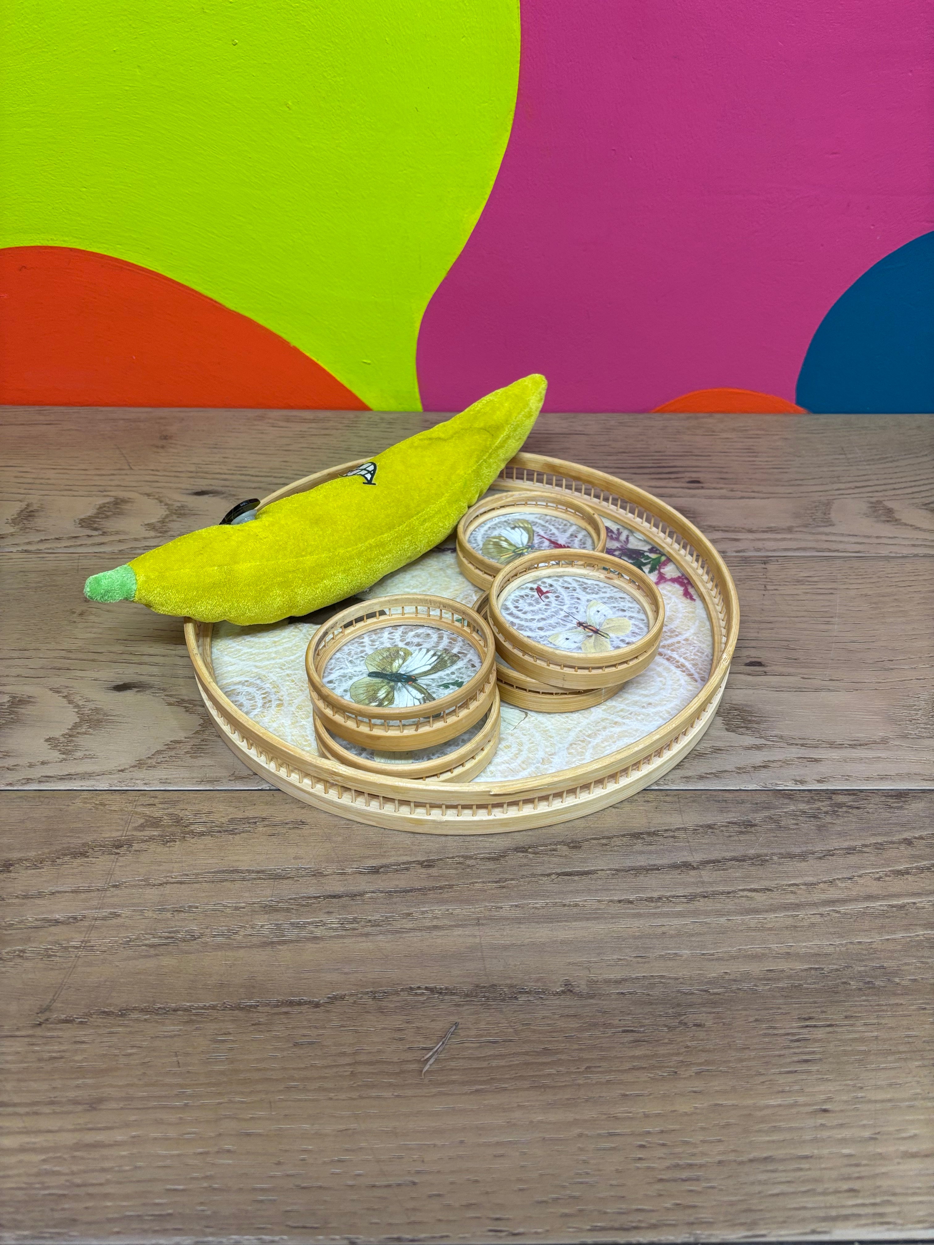 Pressed Butterfly Tray & Coasters