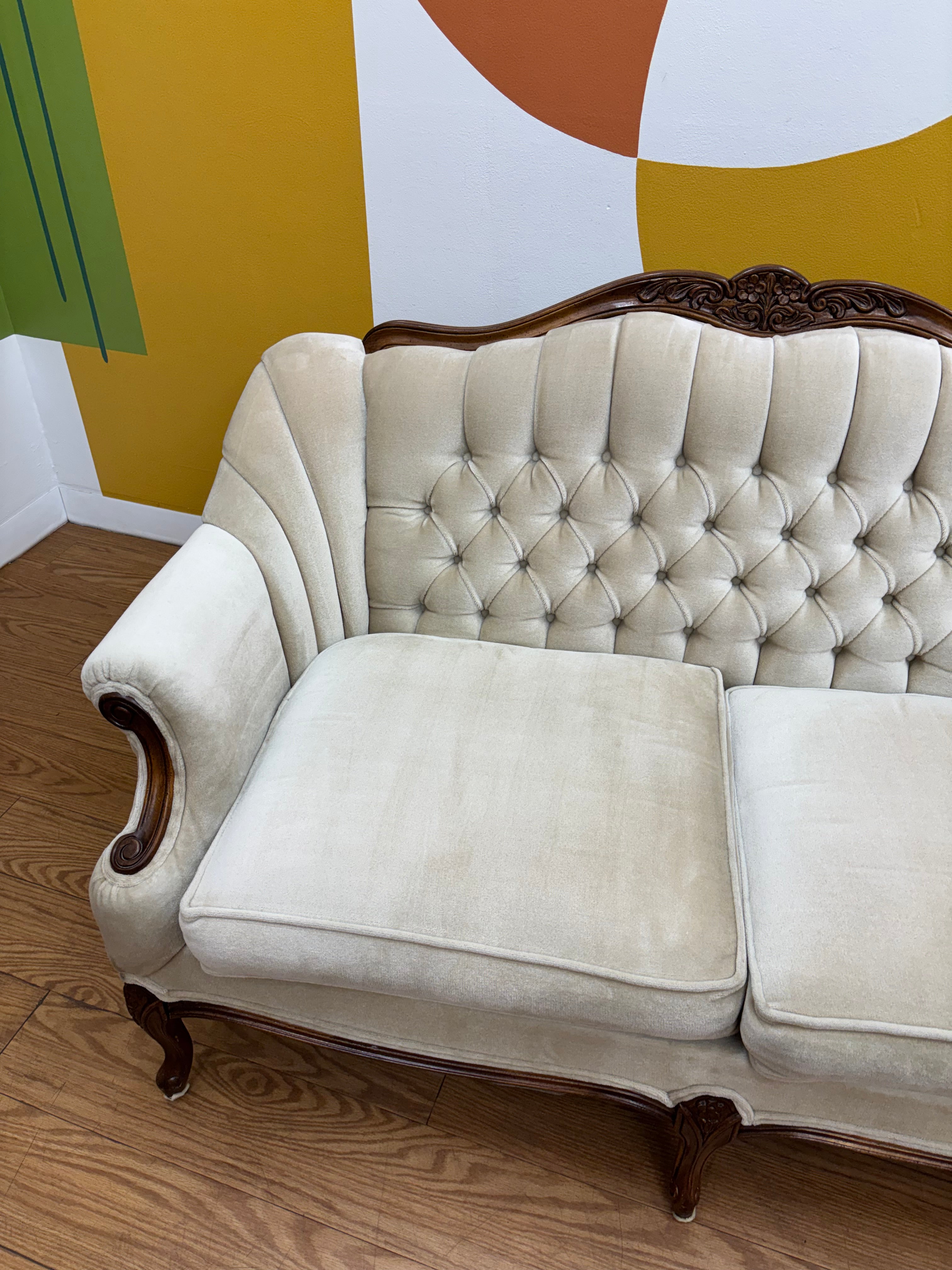 Tufted Cream Loveseat