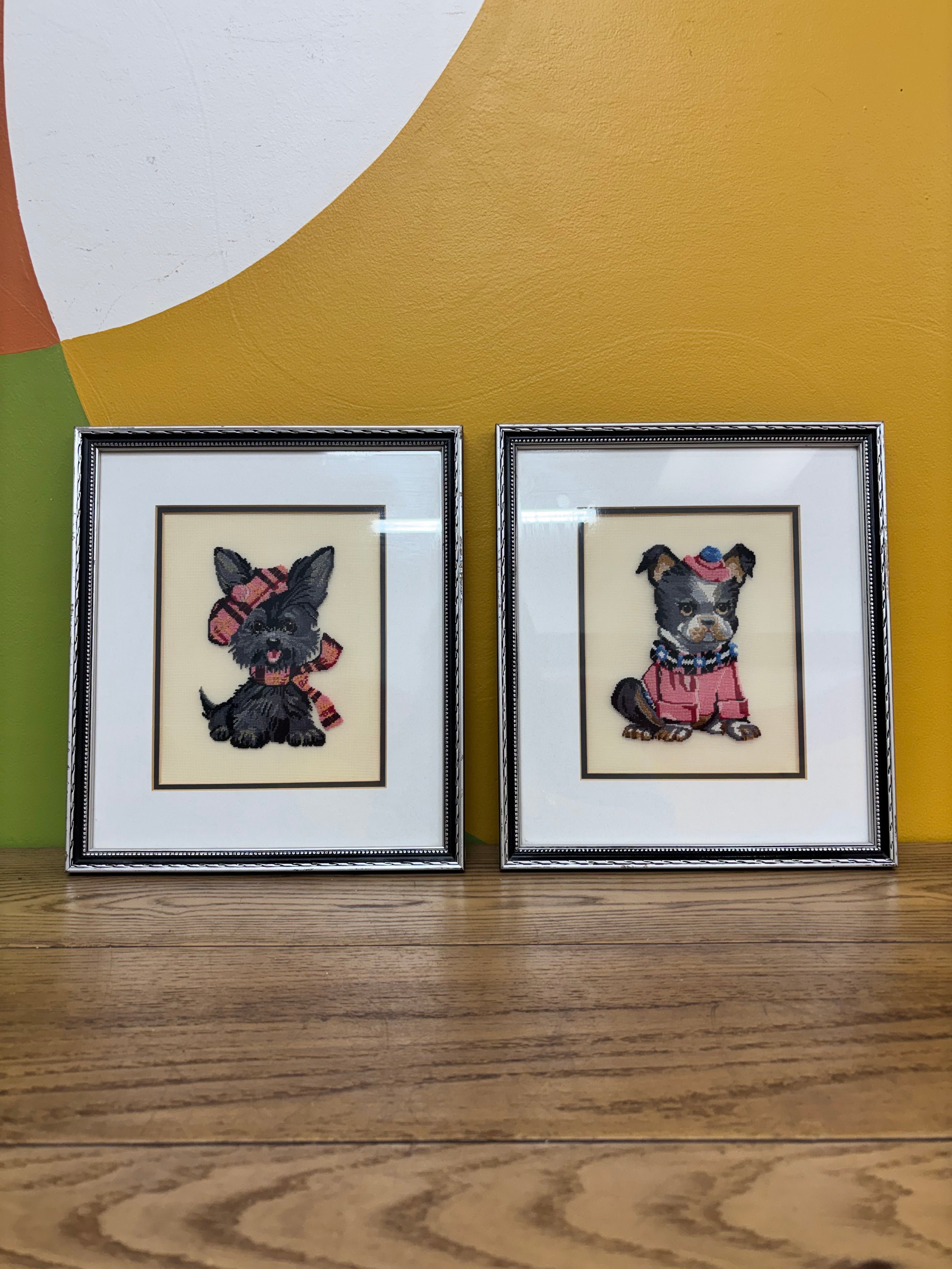 Set of 2 Dog Needlepoints