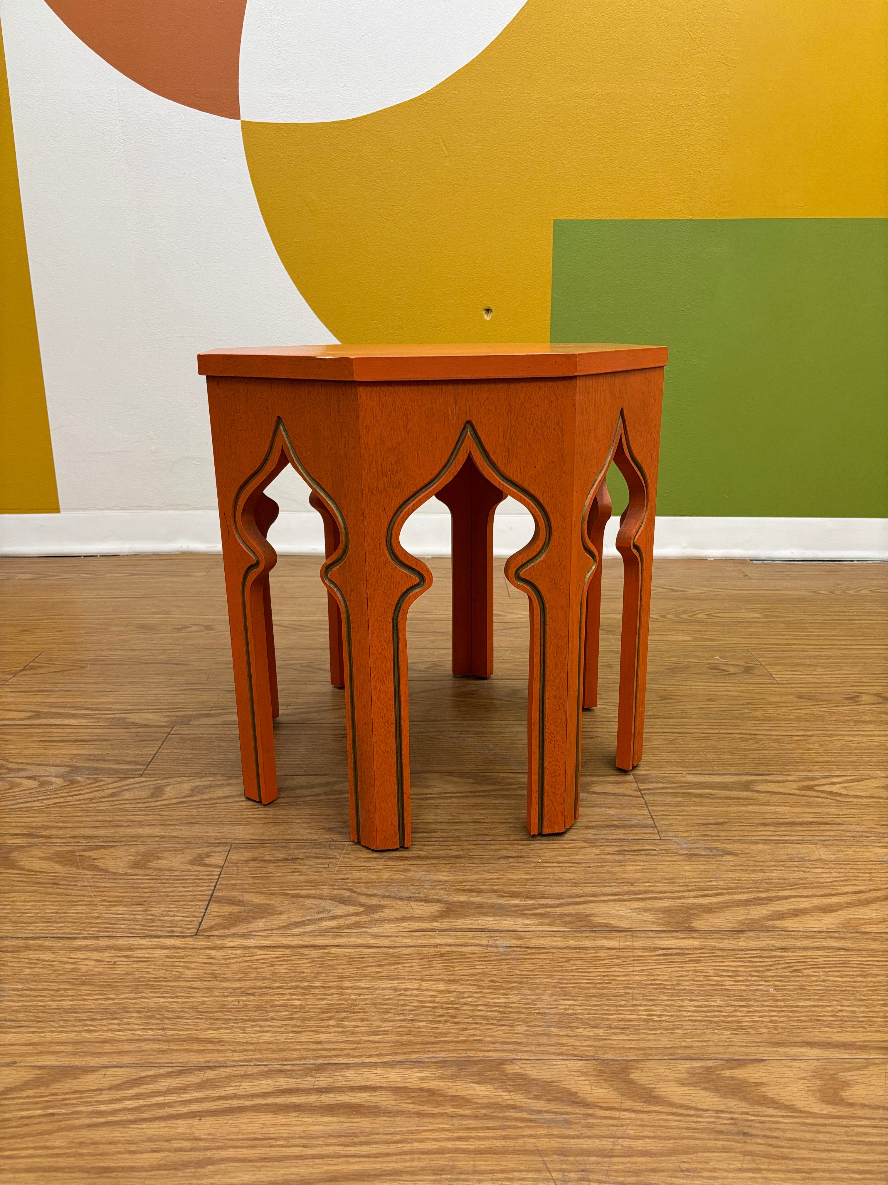 Orange Wood Side Table