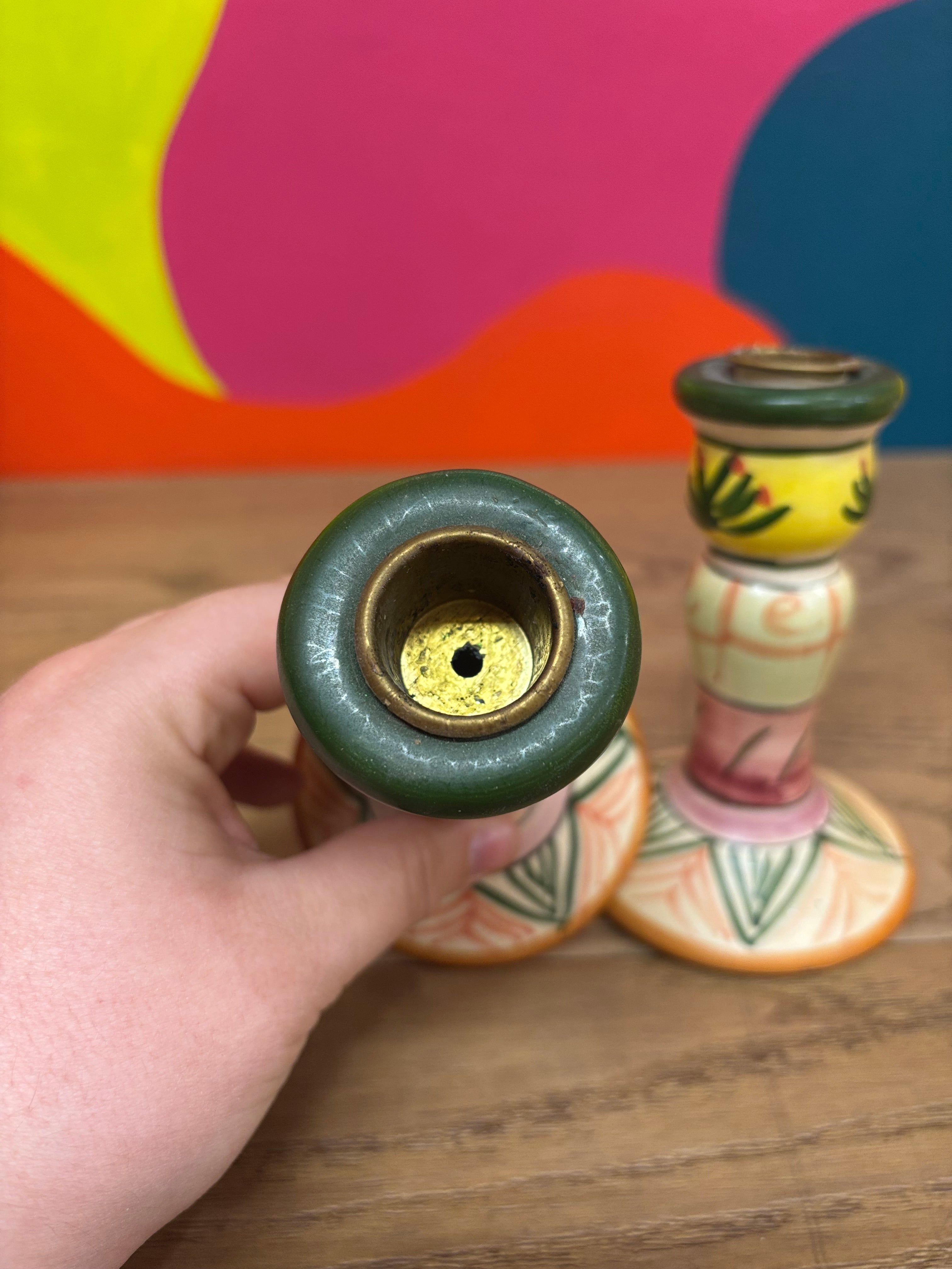 Hand Painted Candle Stick Holders