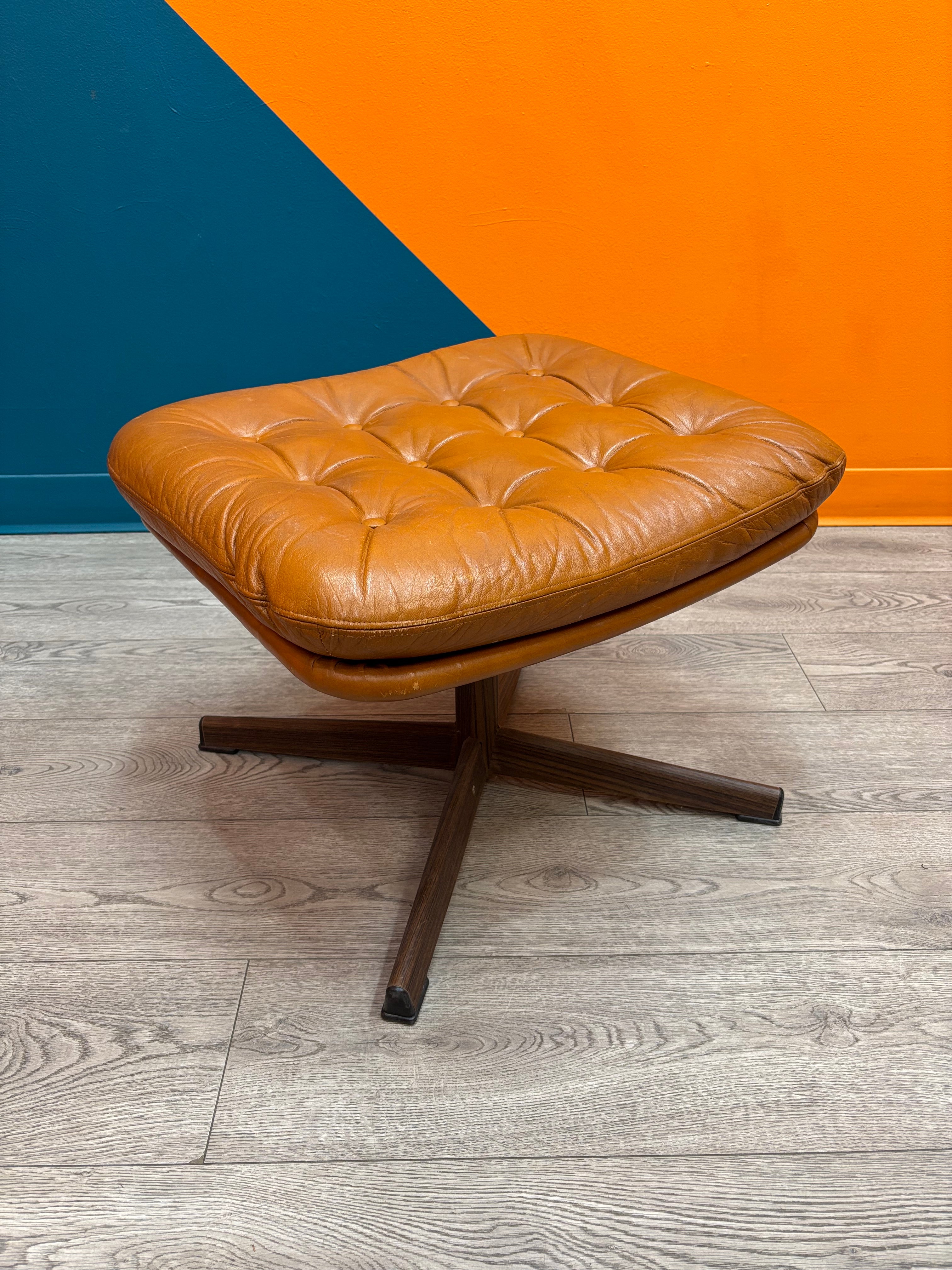 Brown Faux Leather Ottoman