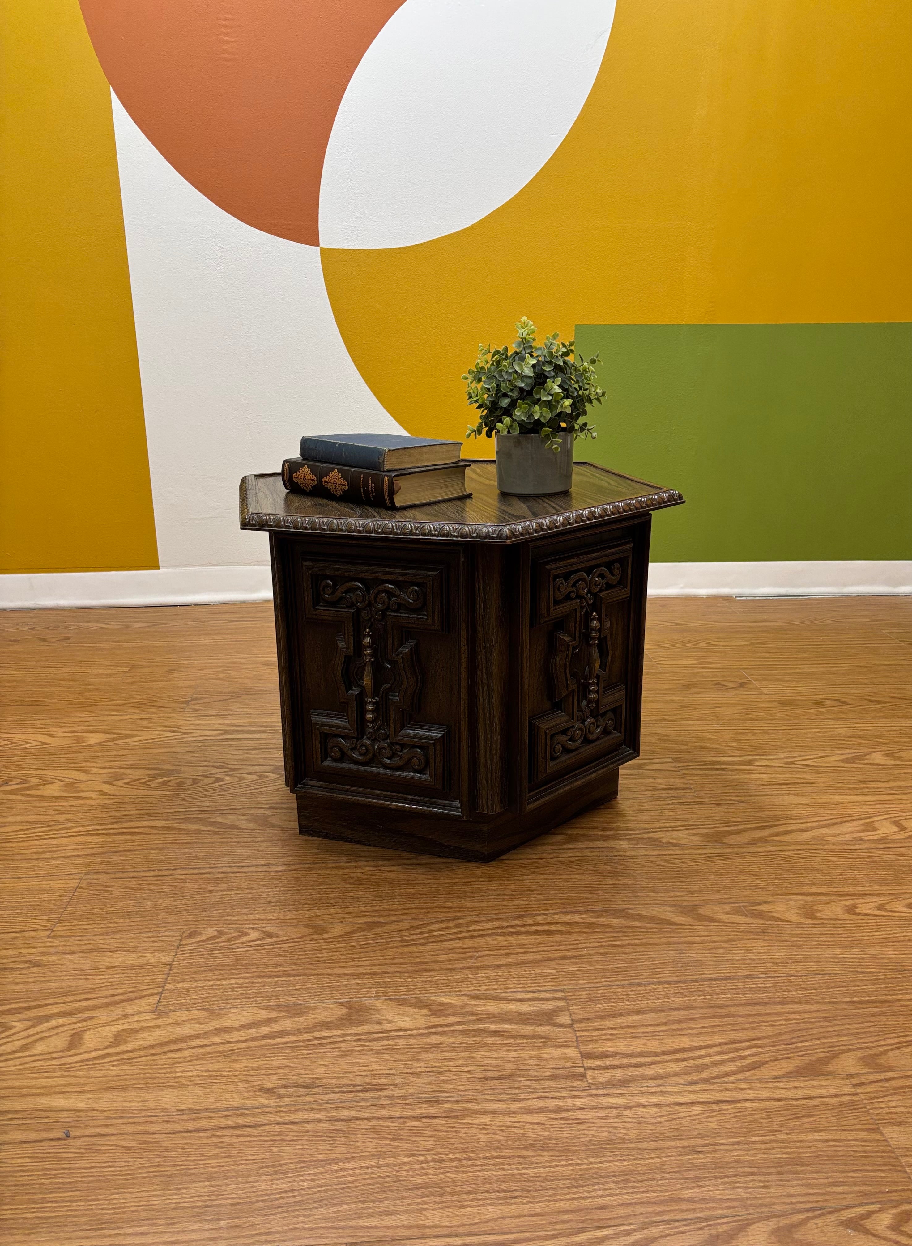 Wood Side Table with Bottom Storage