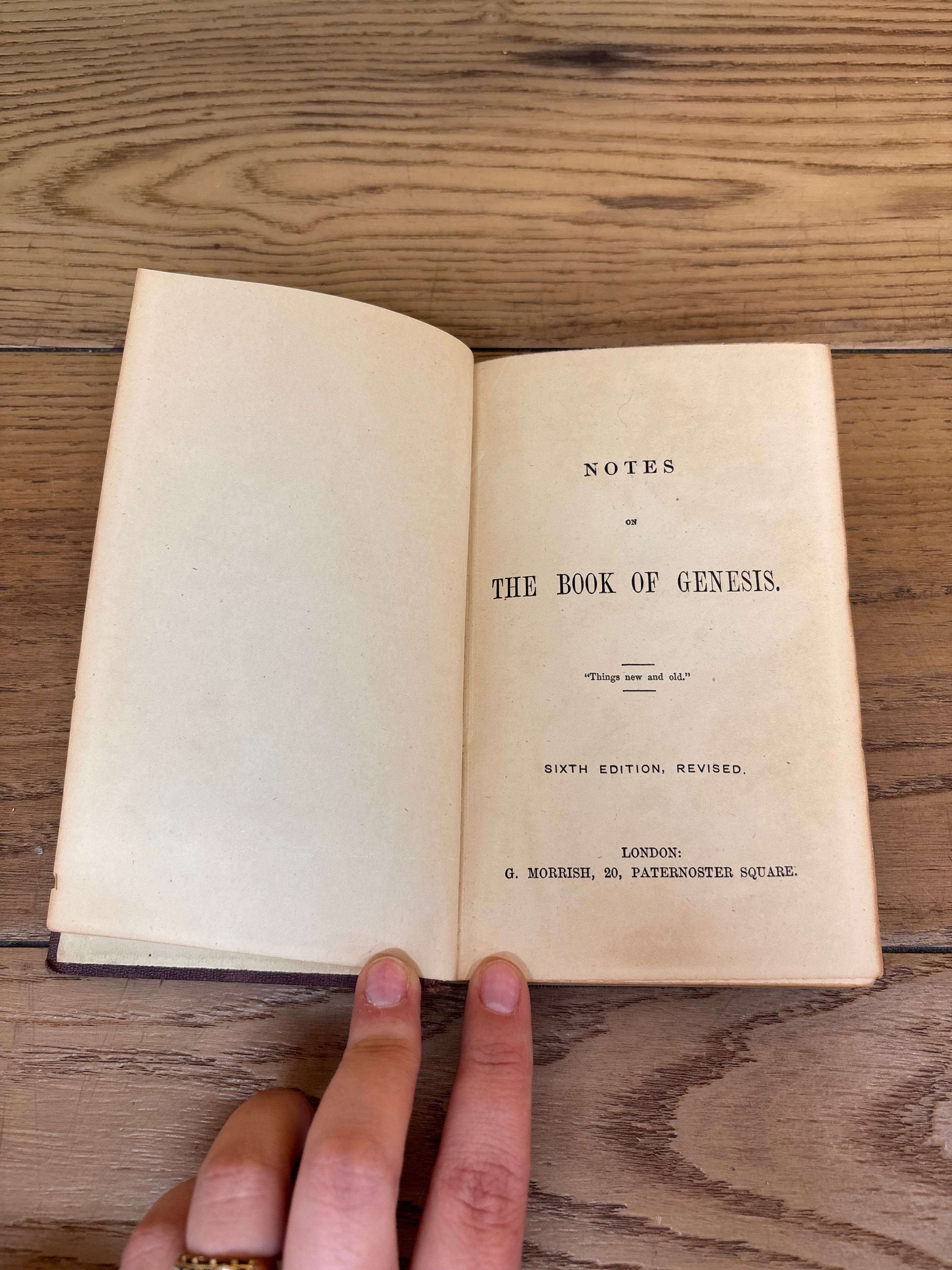 Notes on The Book of Genesis Book