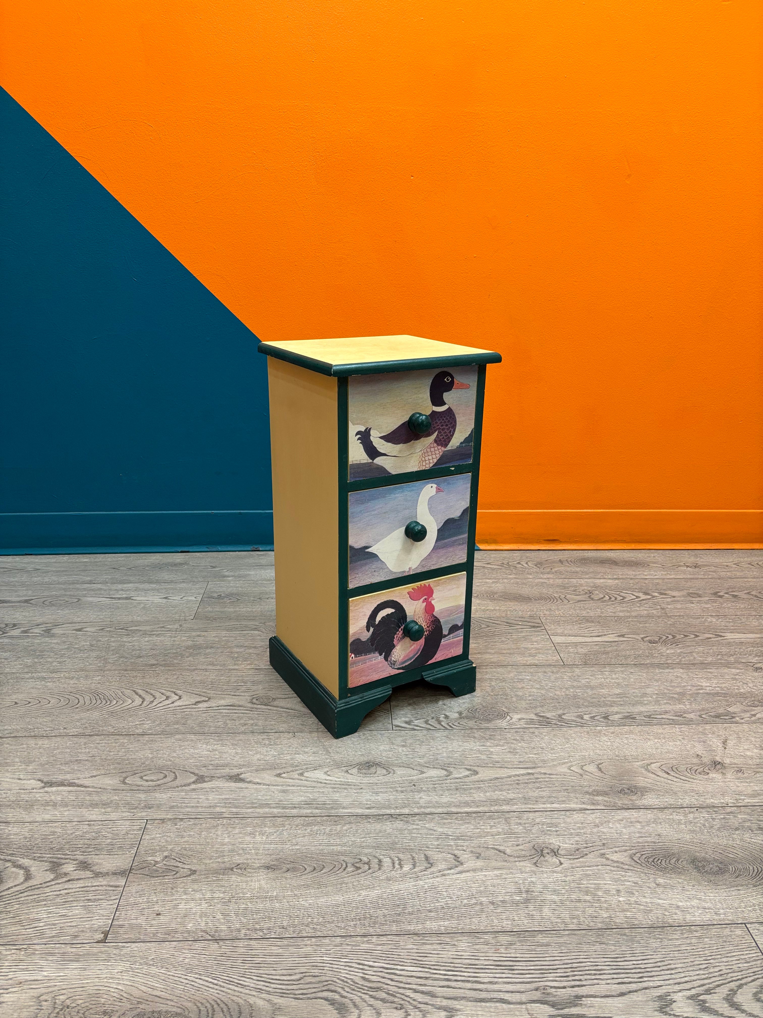3 Drawer Bird Nightstand