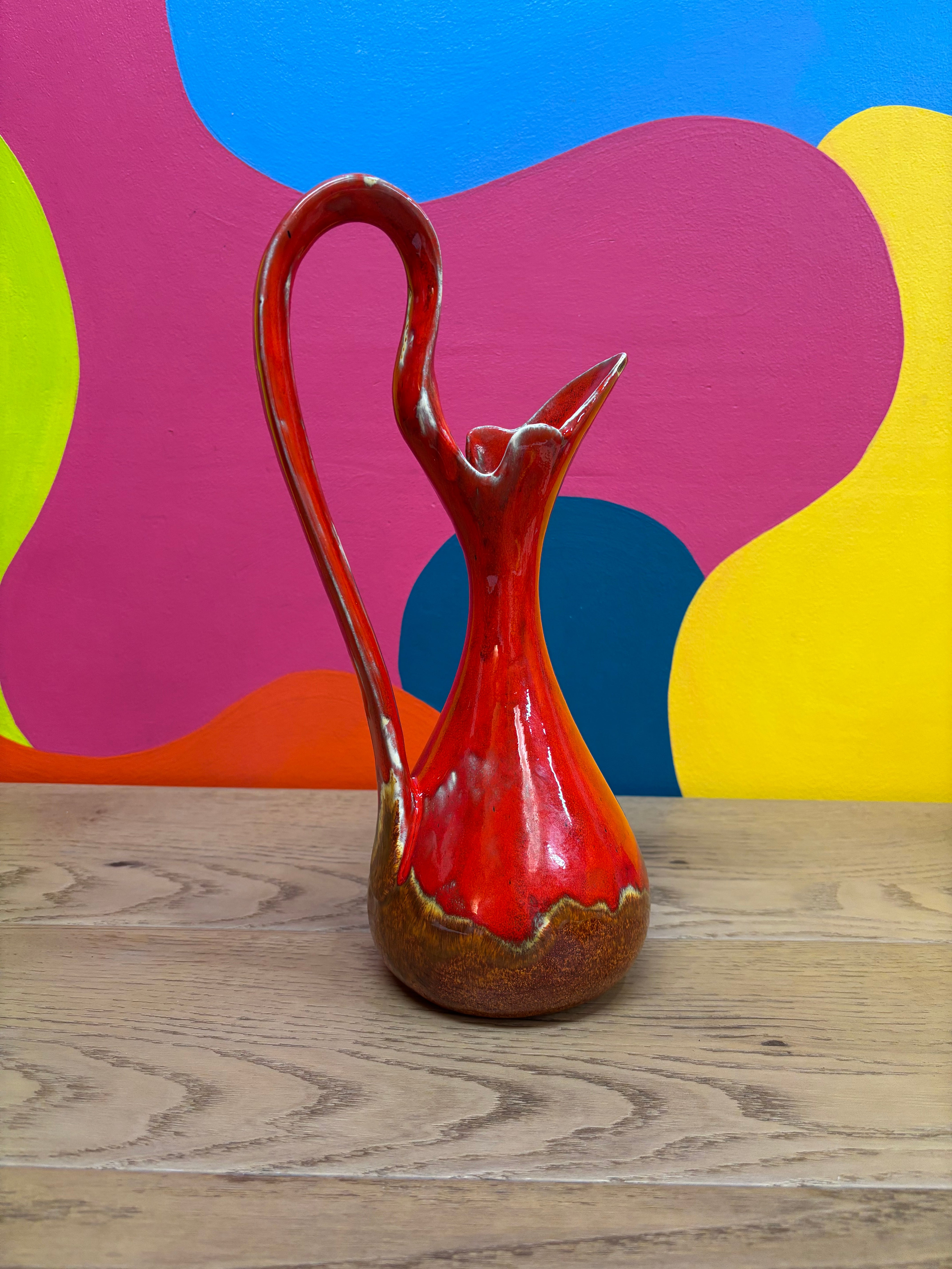 Red & Brown Ceramic Water Pitcher