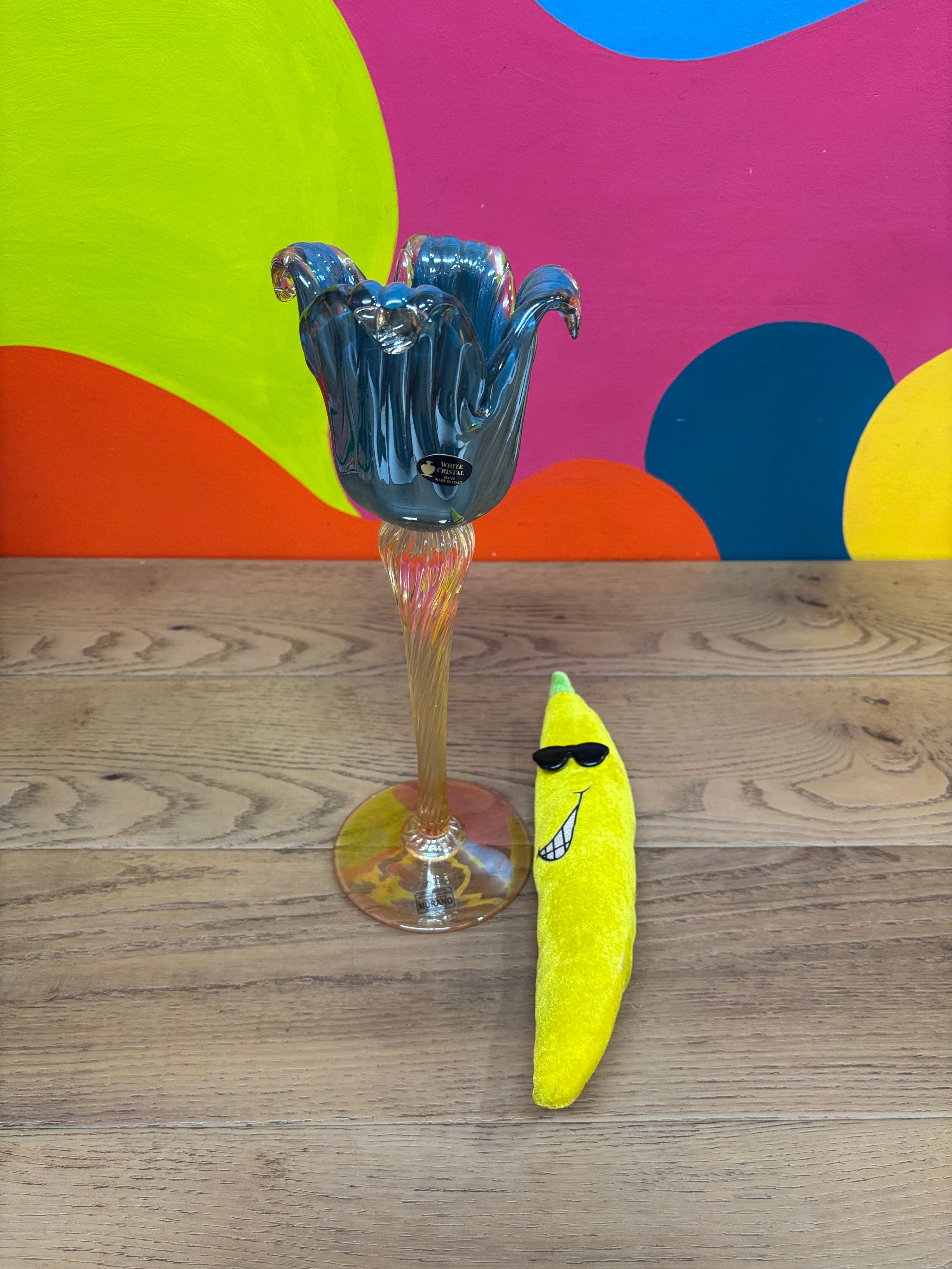 Tall Murano Glass Tulip Candle Holder #1