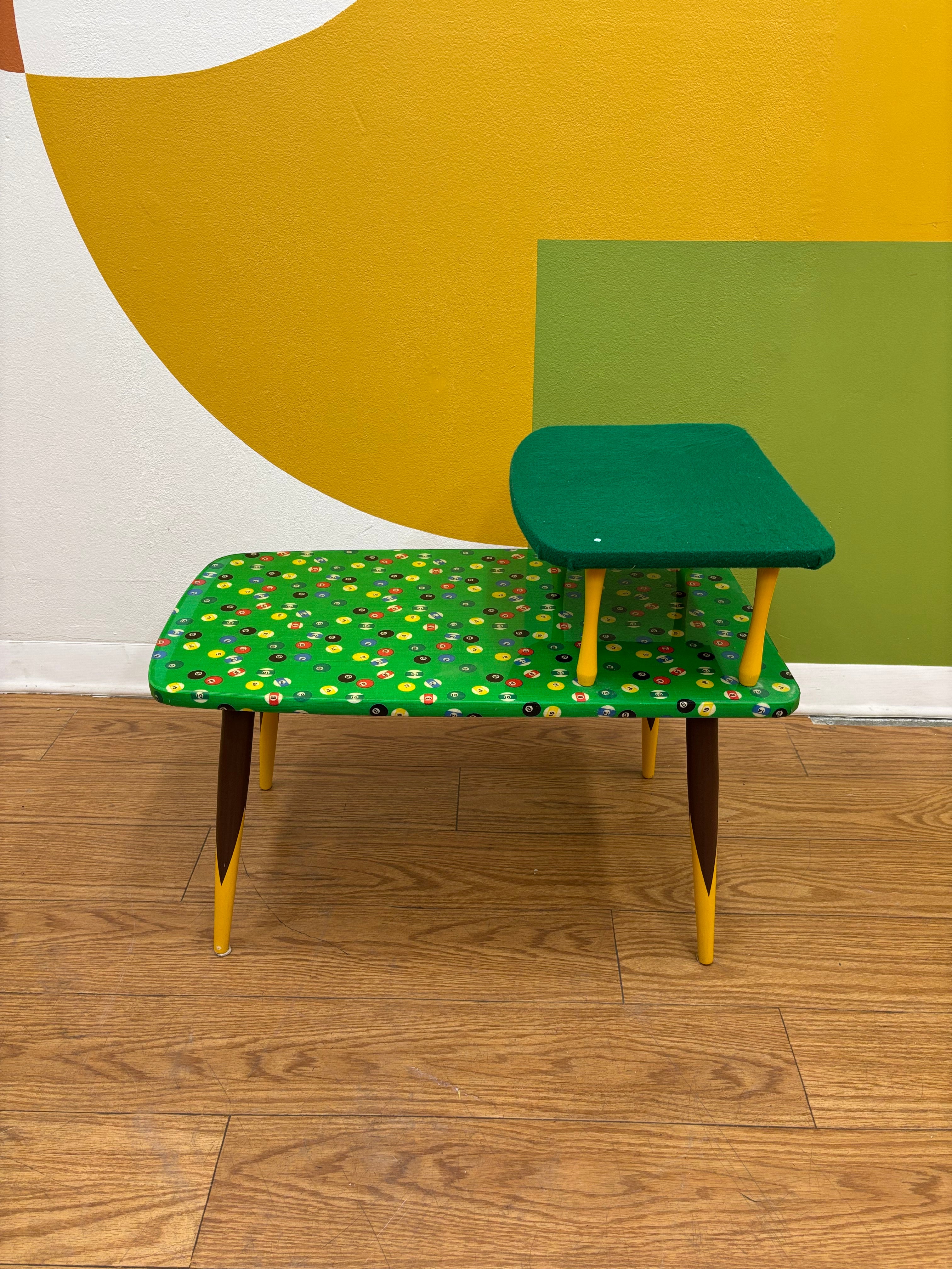 Green Billiard Ball Pattern Side Table