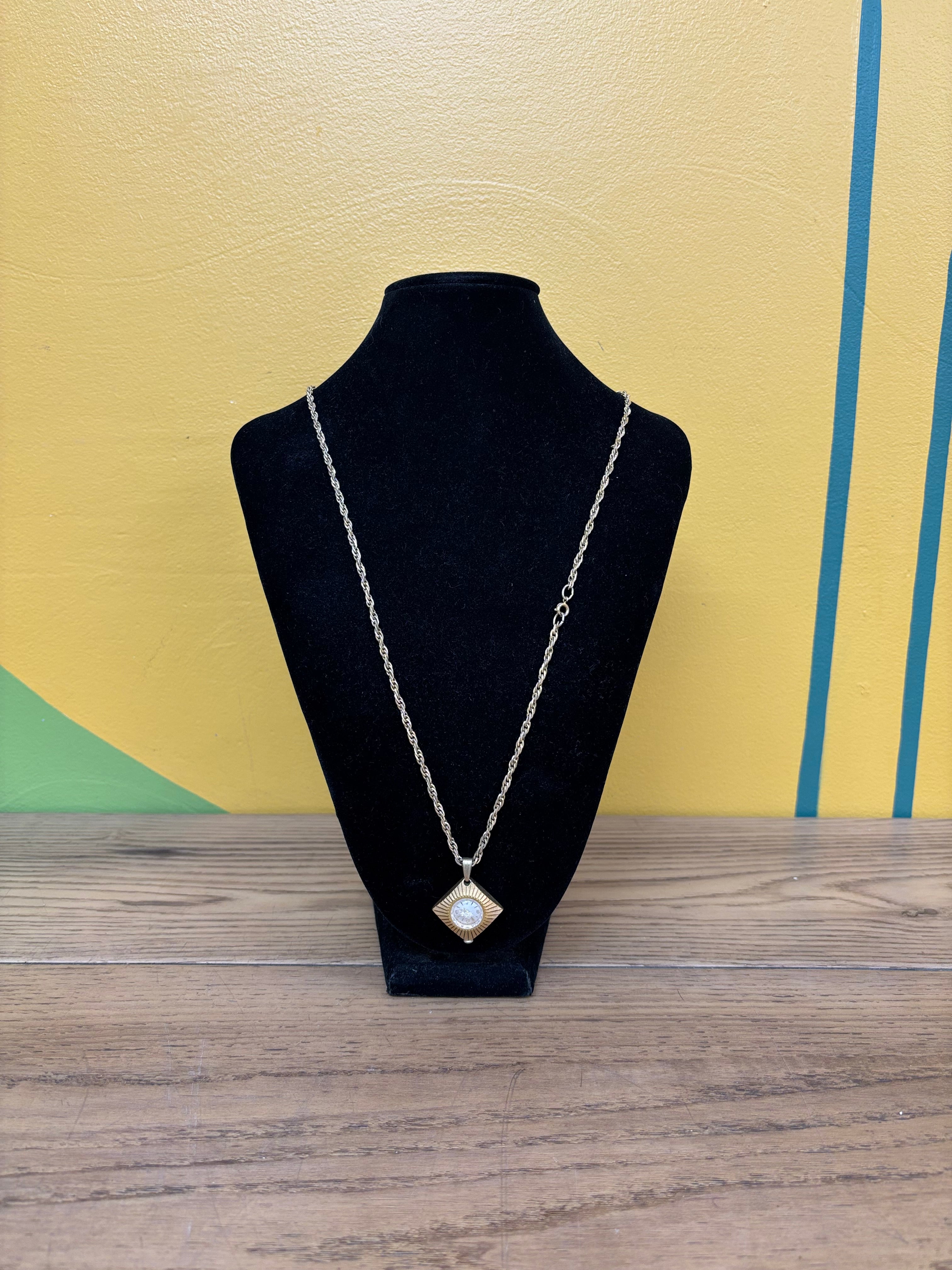 Caravelle Watch Pendant Necklace