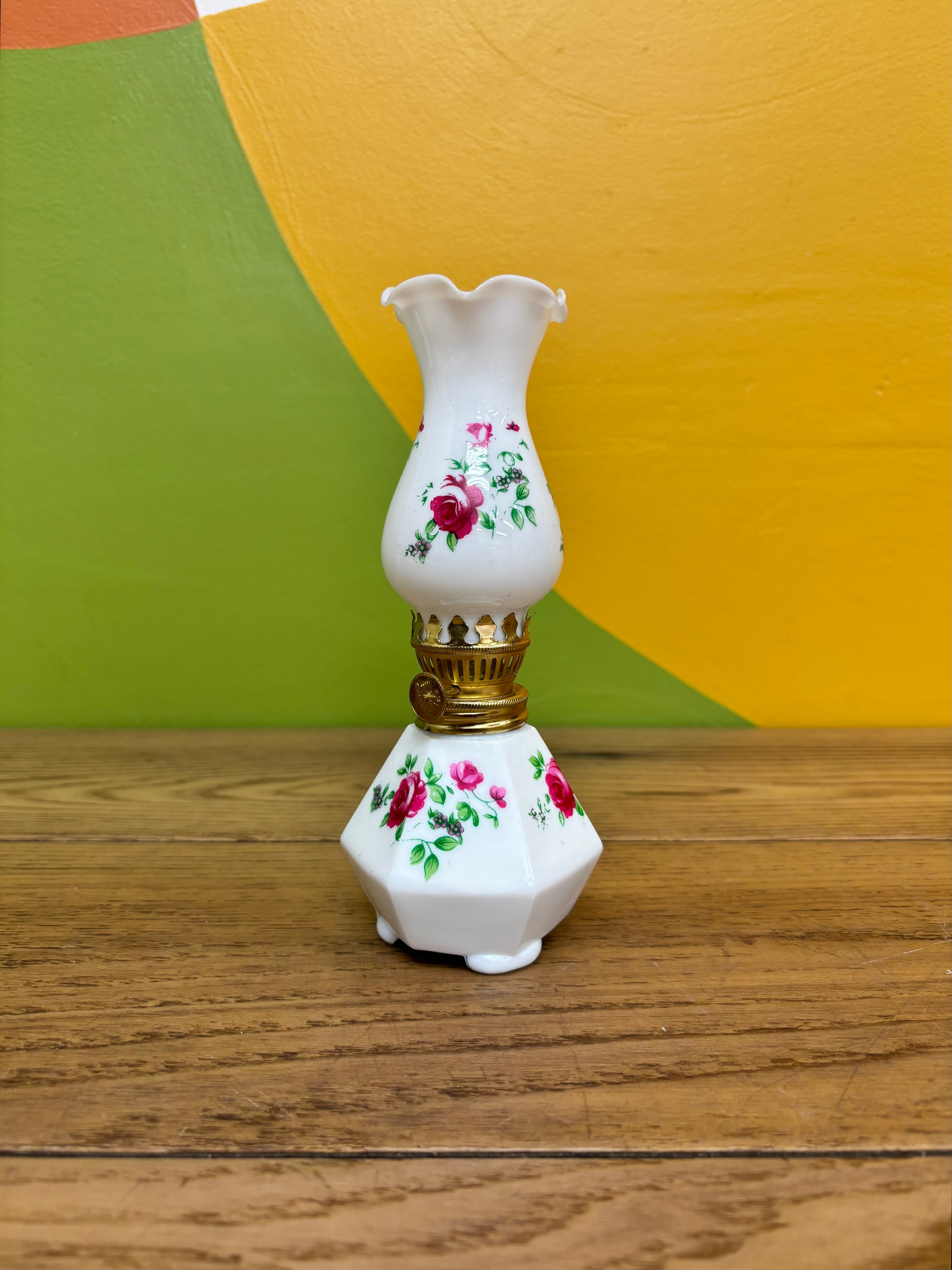 Small Milk Glass Kerosene Lamp