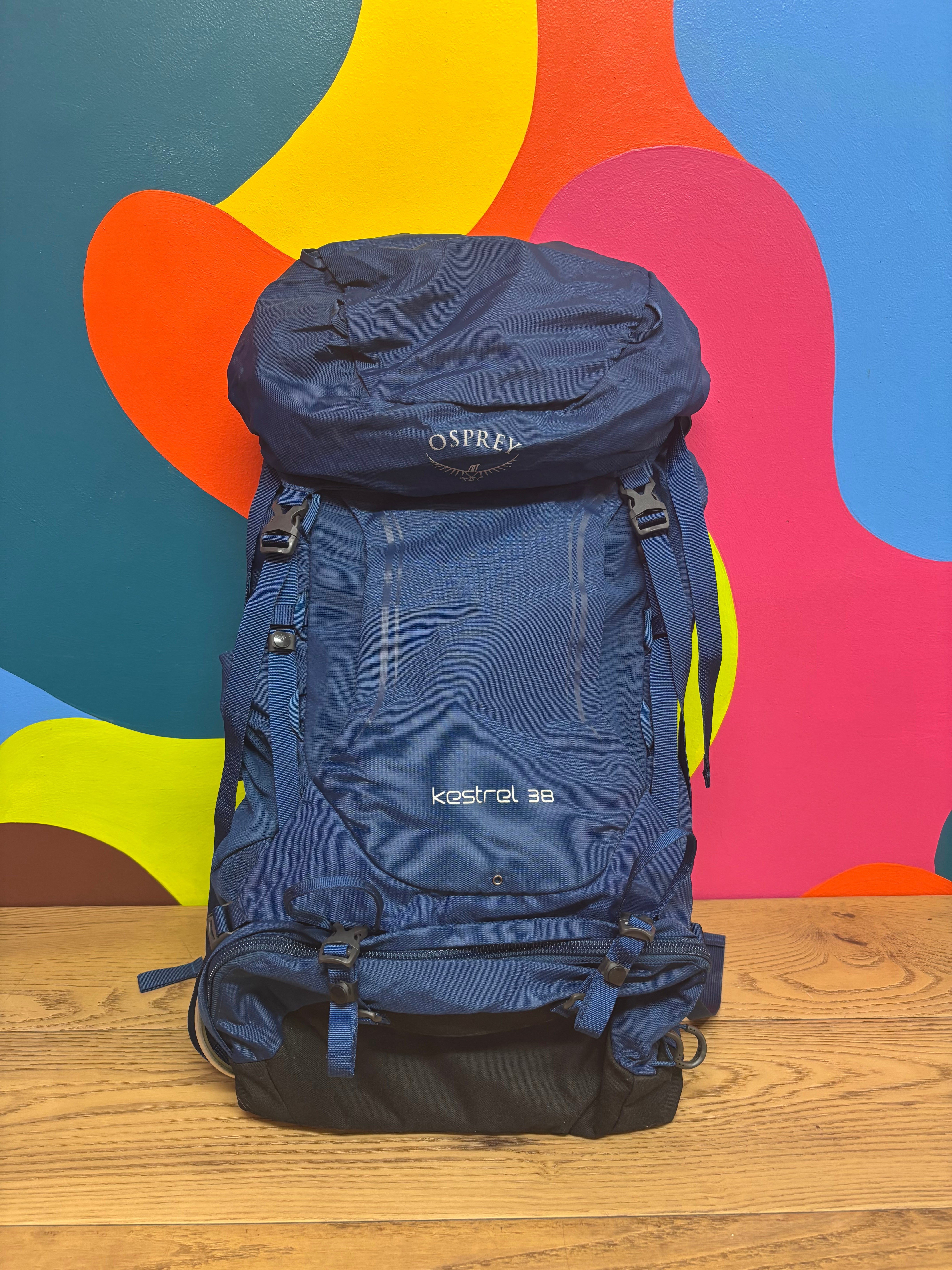Osprey Blue Kestrel 38 Hiking Backpack