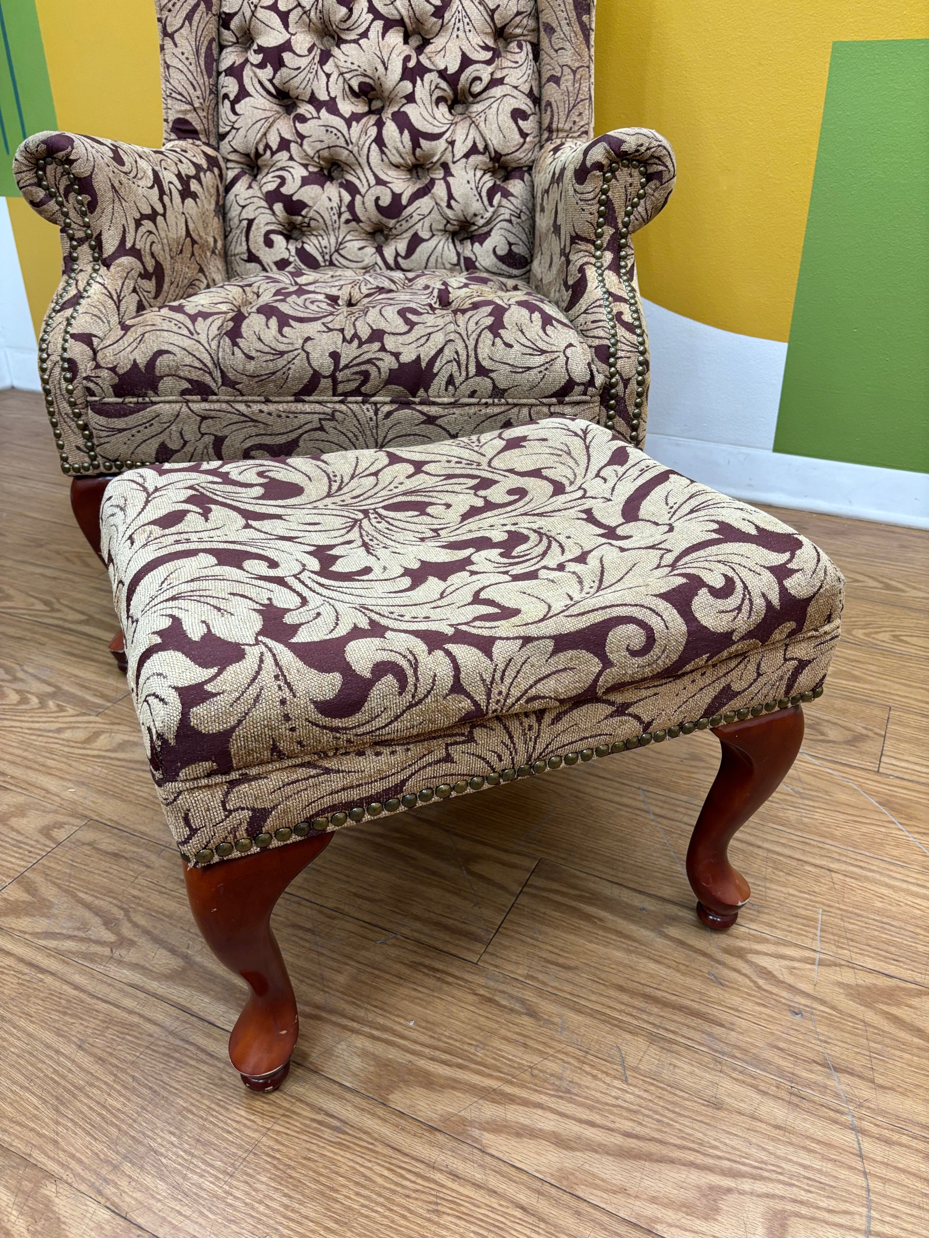 Patterned Armchair & Ottoman