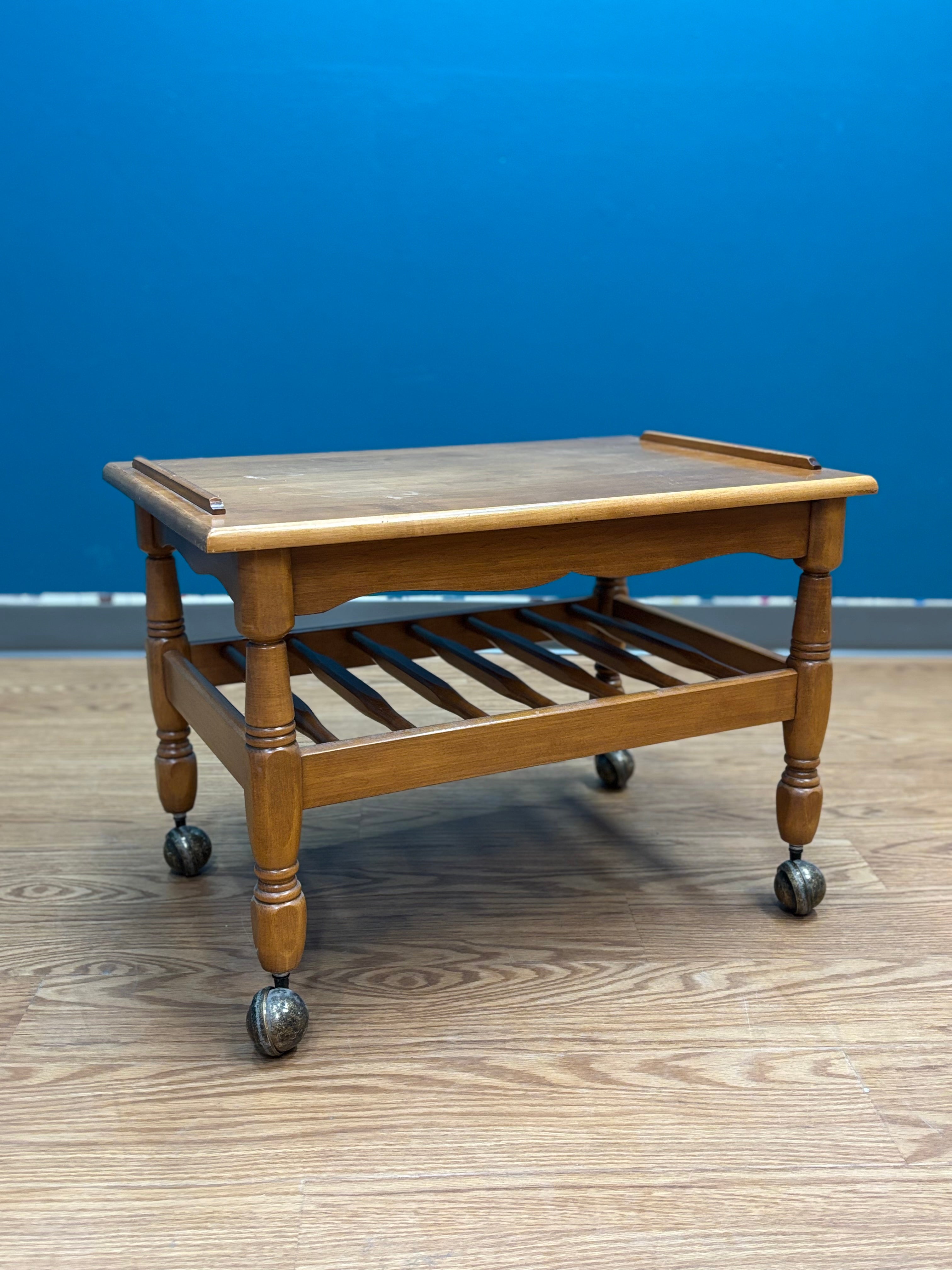 Wood Rolling End Table