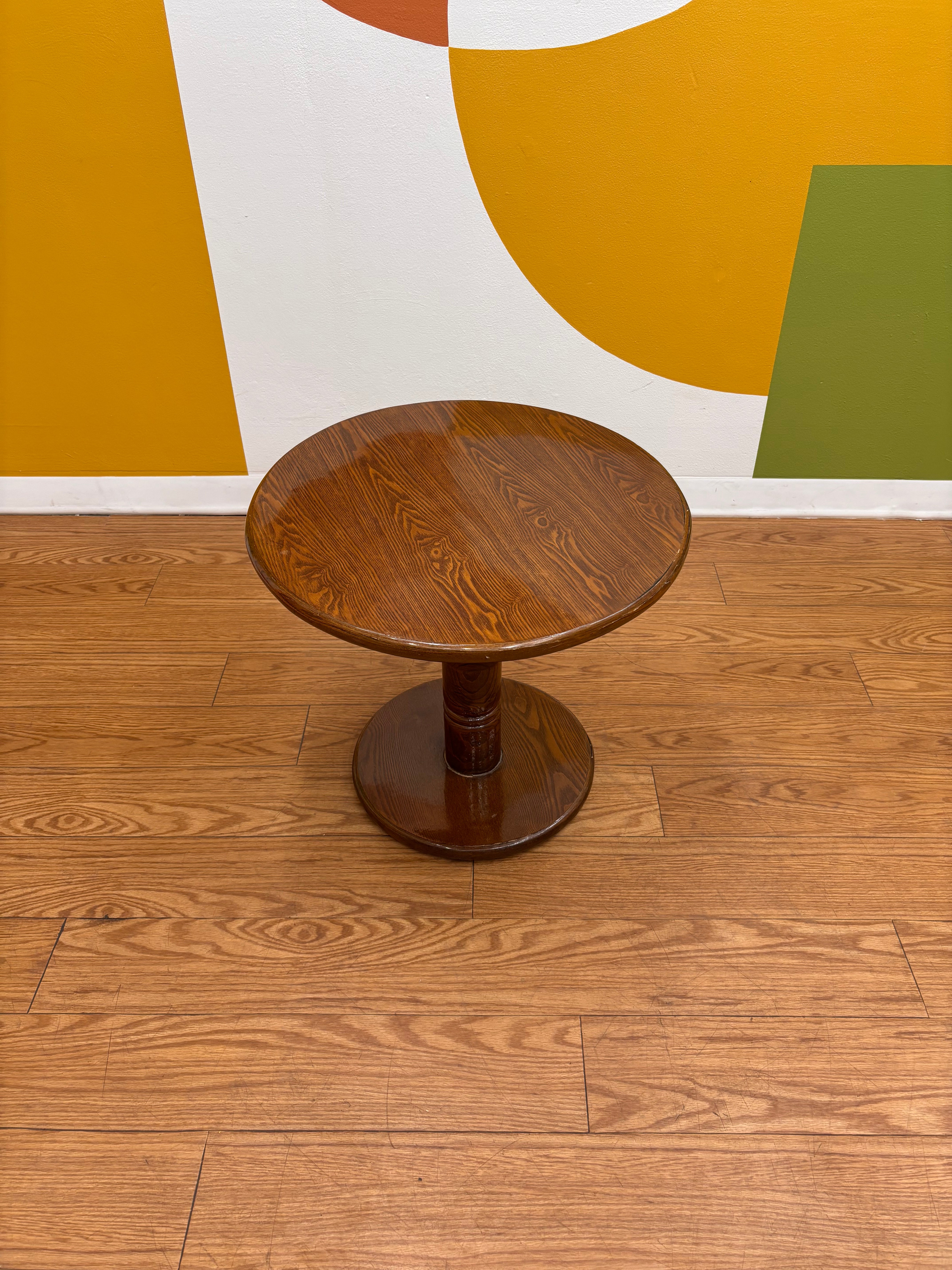 Round Glass Top Wood Table