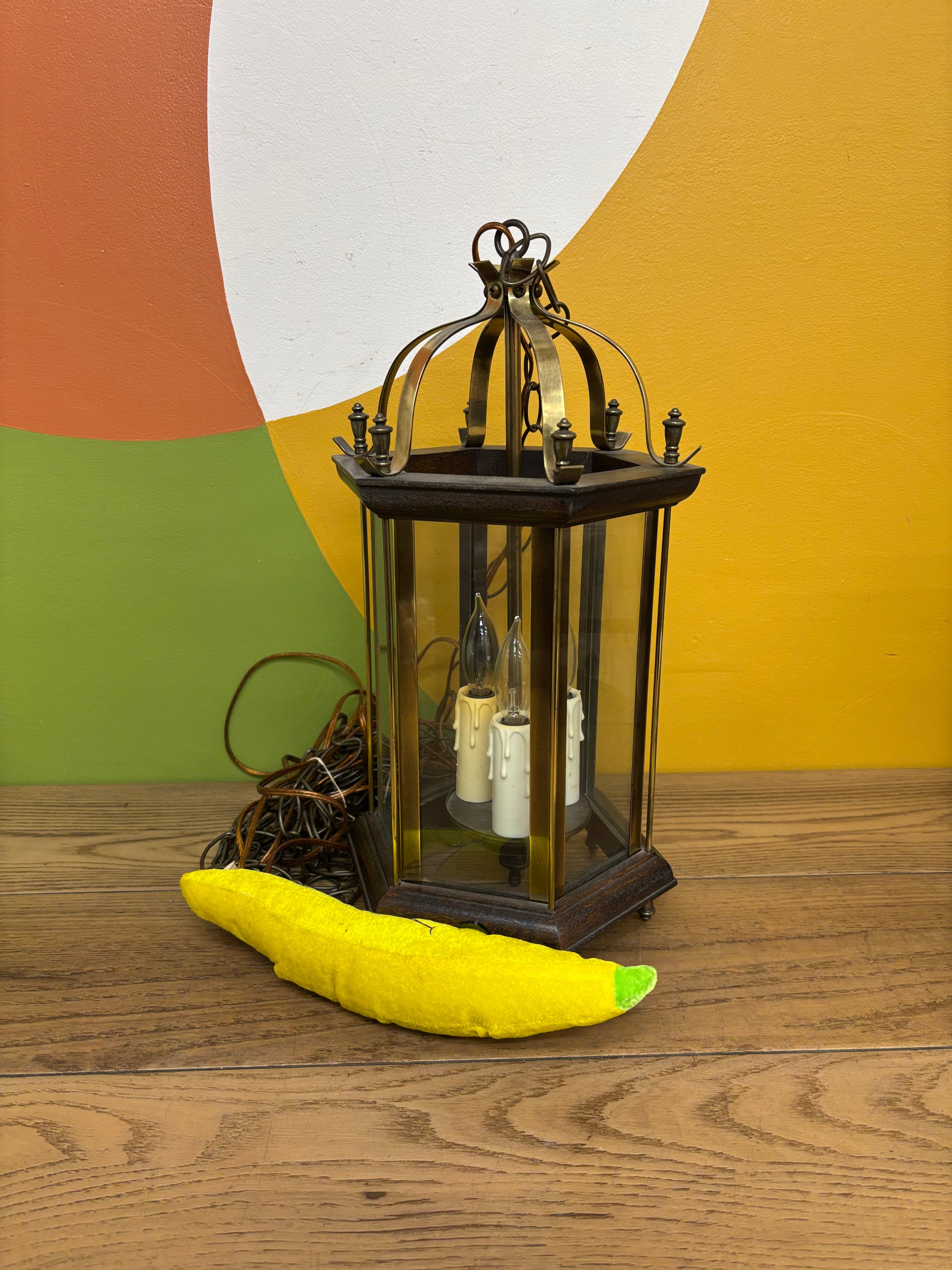 Glass Lantern Style Swag Lamp