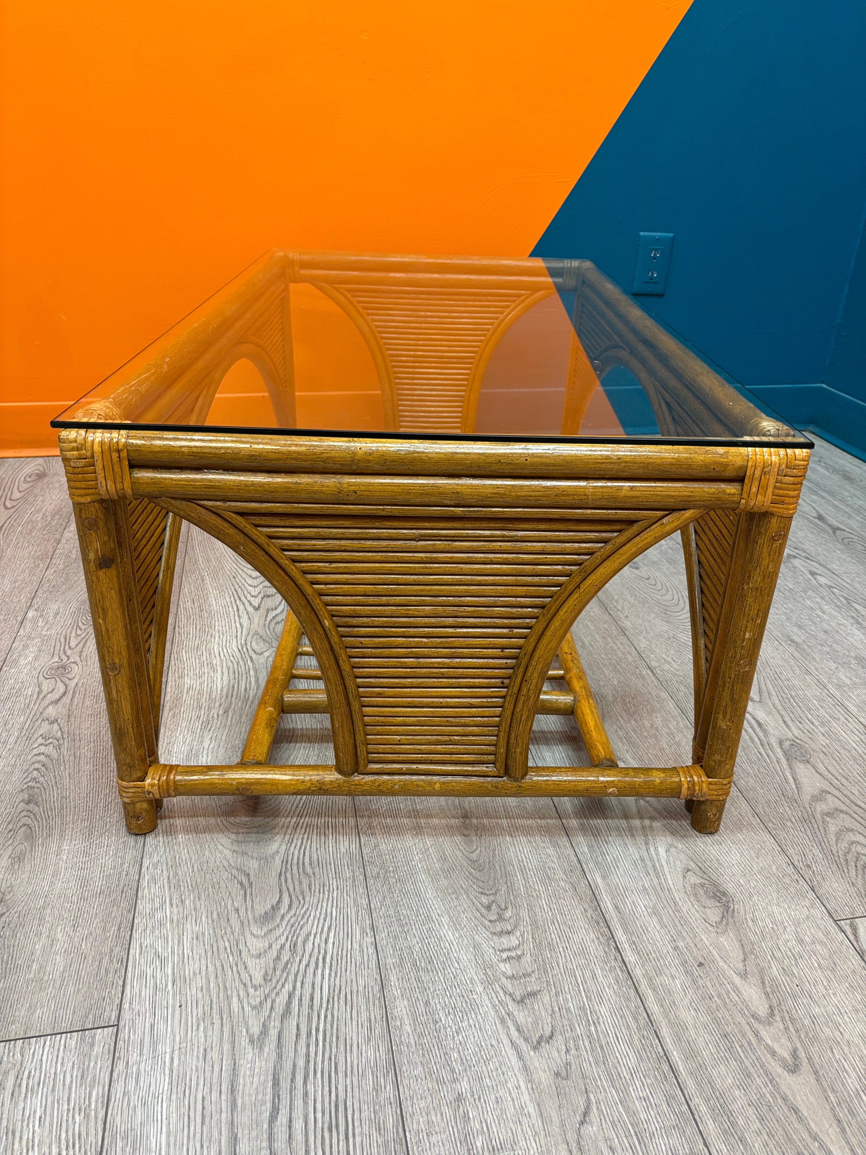 Rattan & Glass Coffee Table