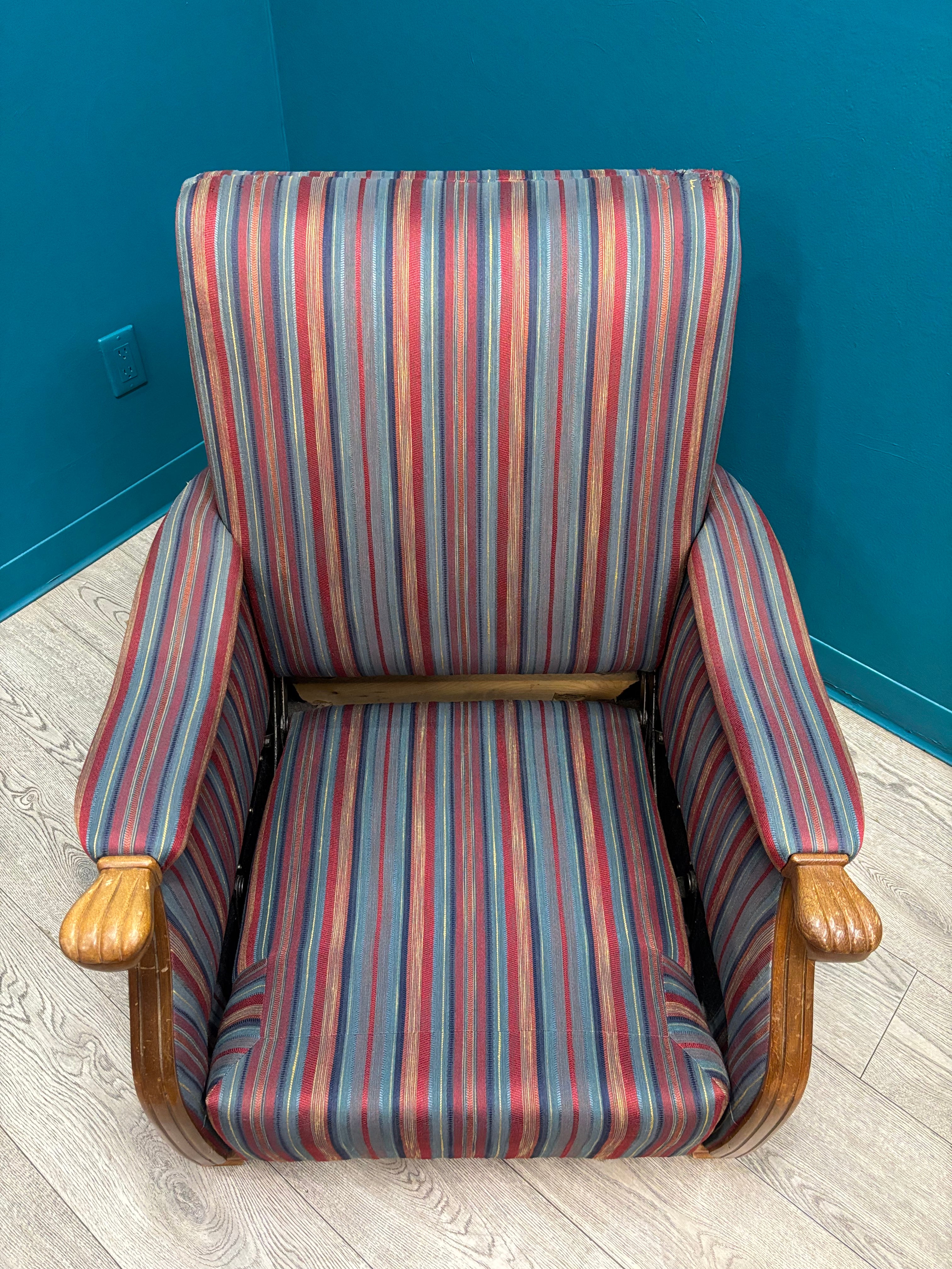 Striped Armchair with Ottoman