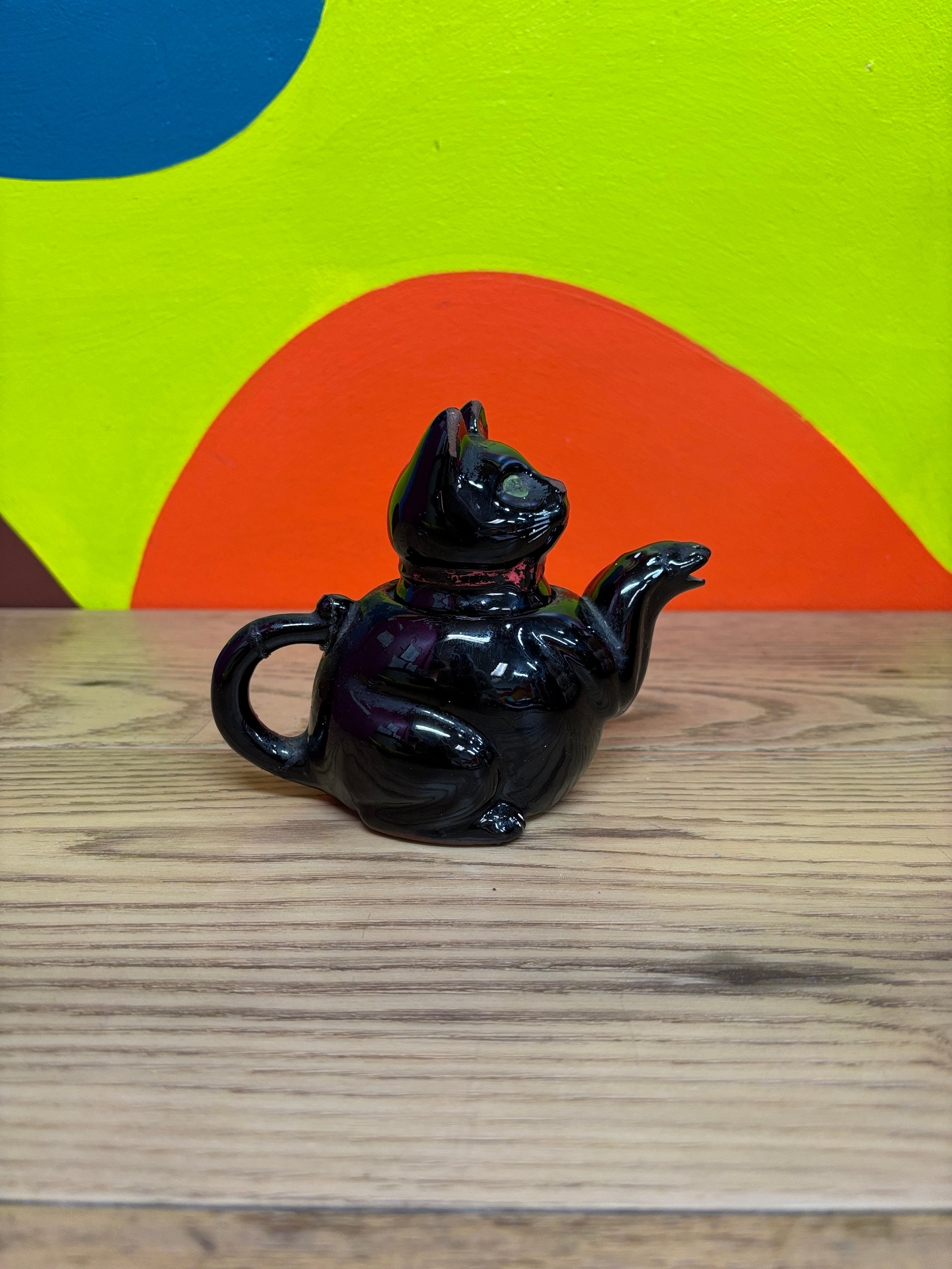 Redware Black Cat Creamer