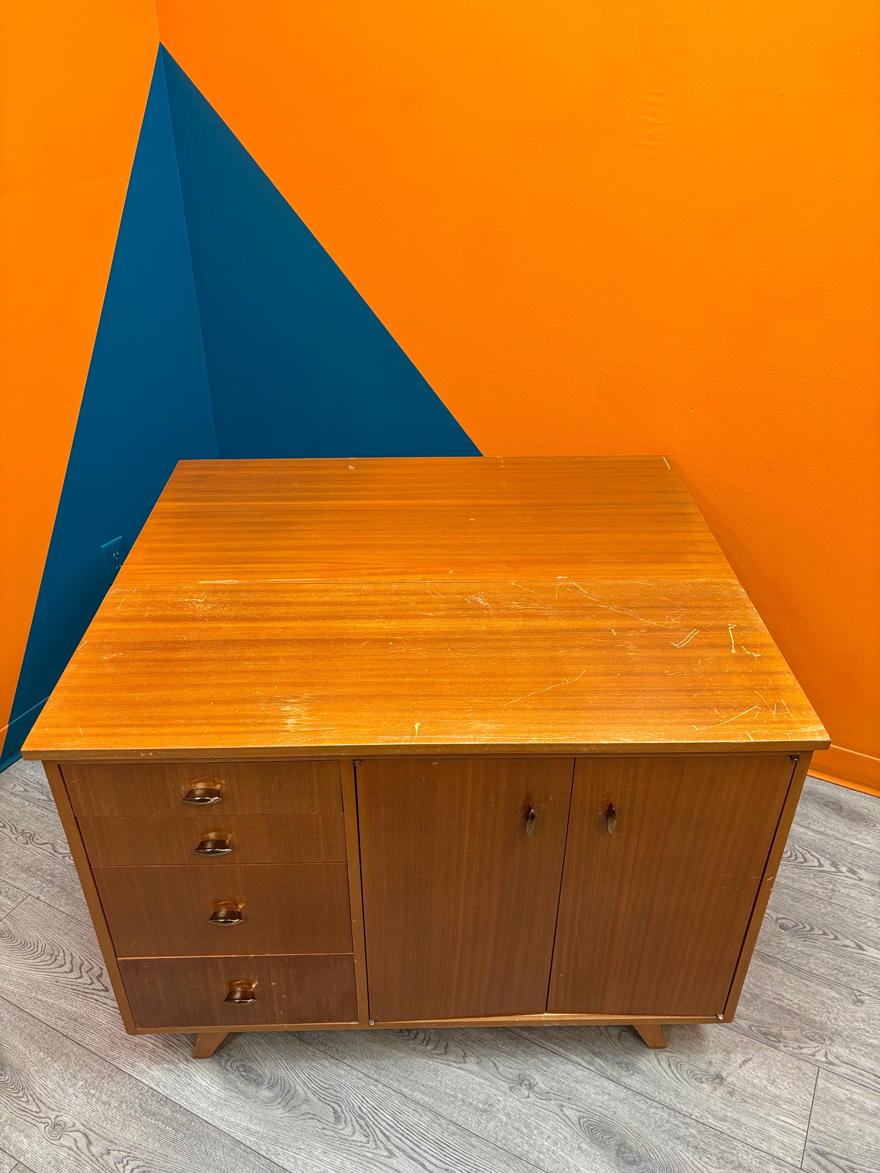 Drop Leaf Wood Cabinet