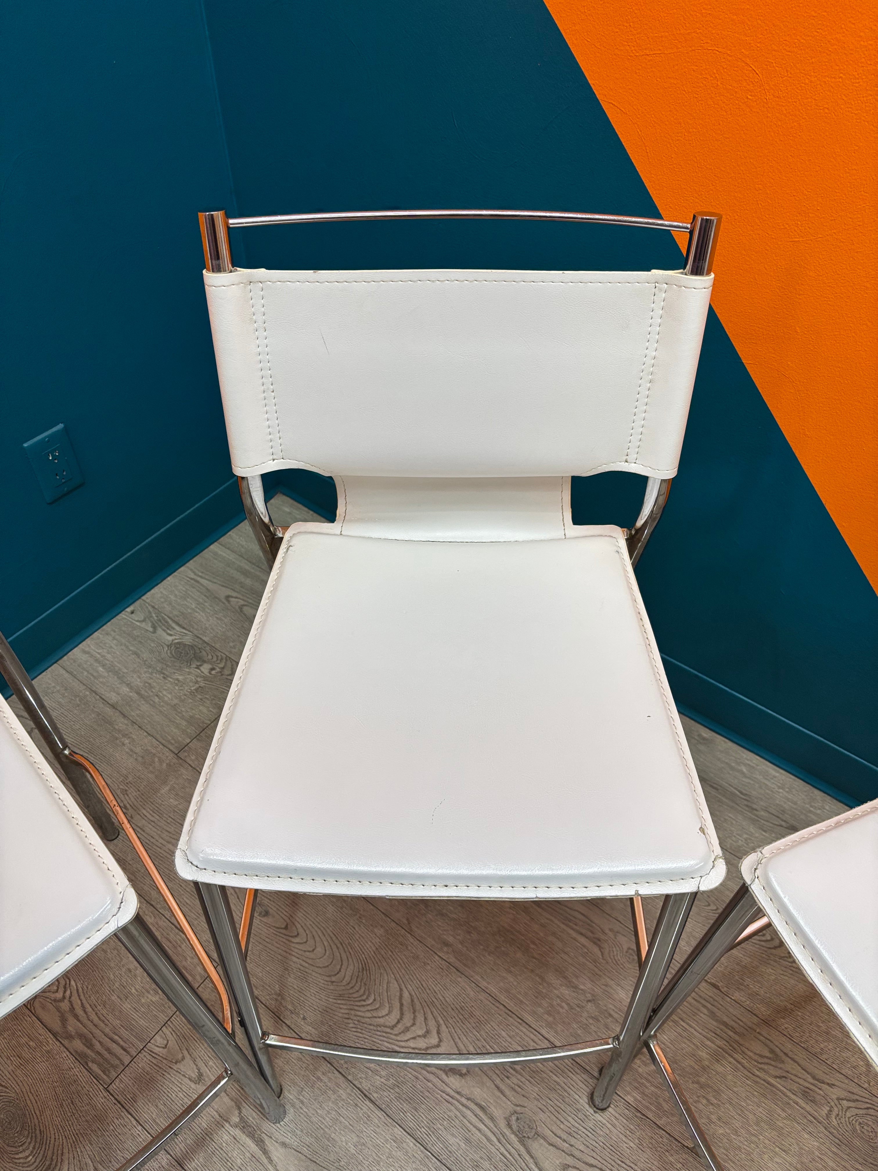 (3) White Bar Stool Chairs