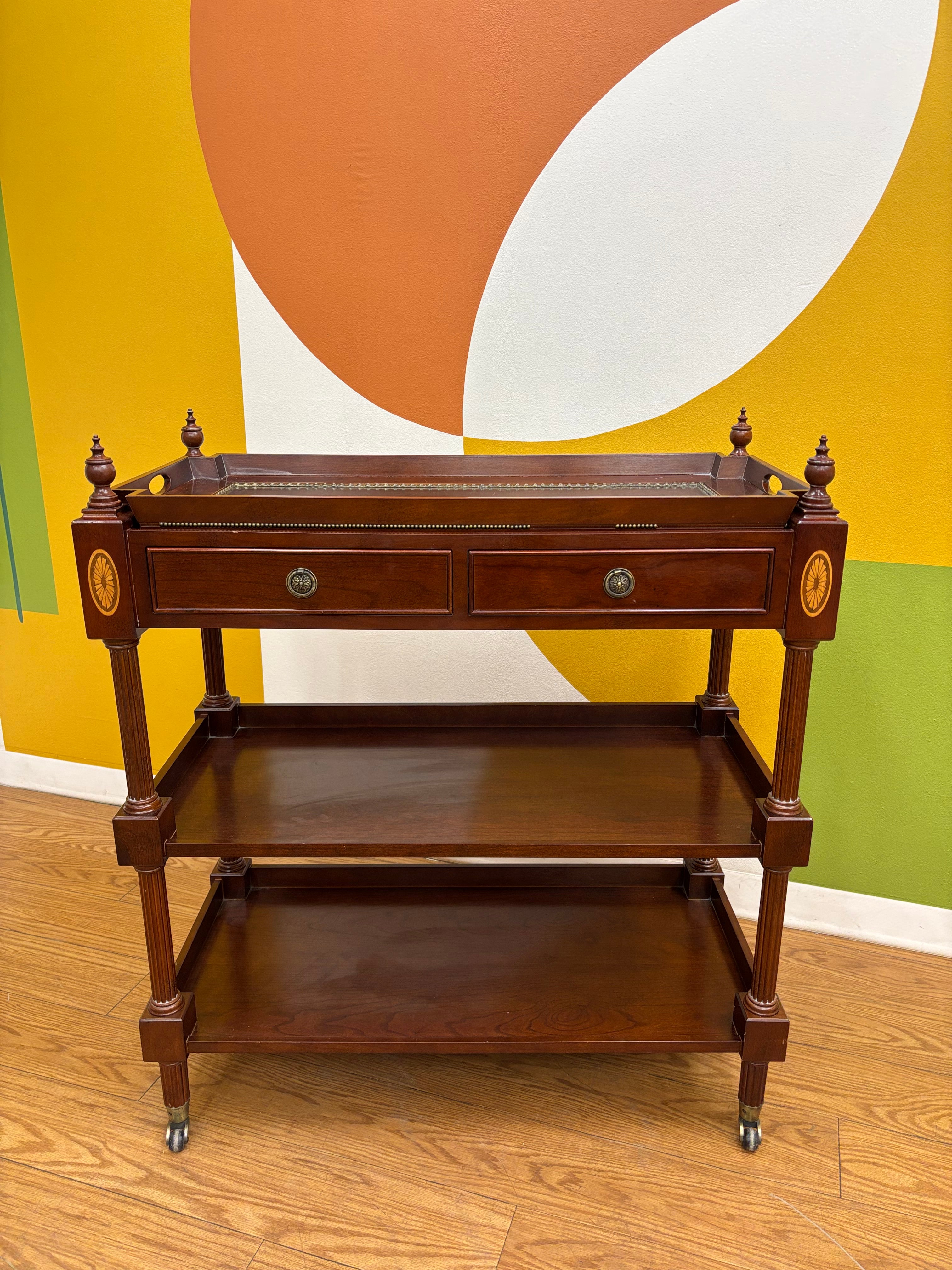 Mahogany Post Rolling Serving Cart