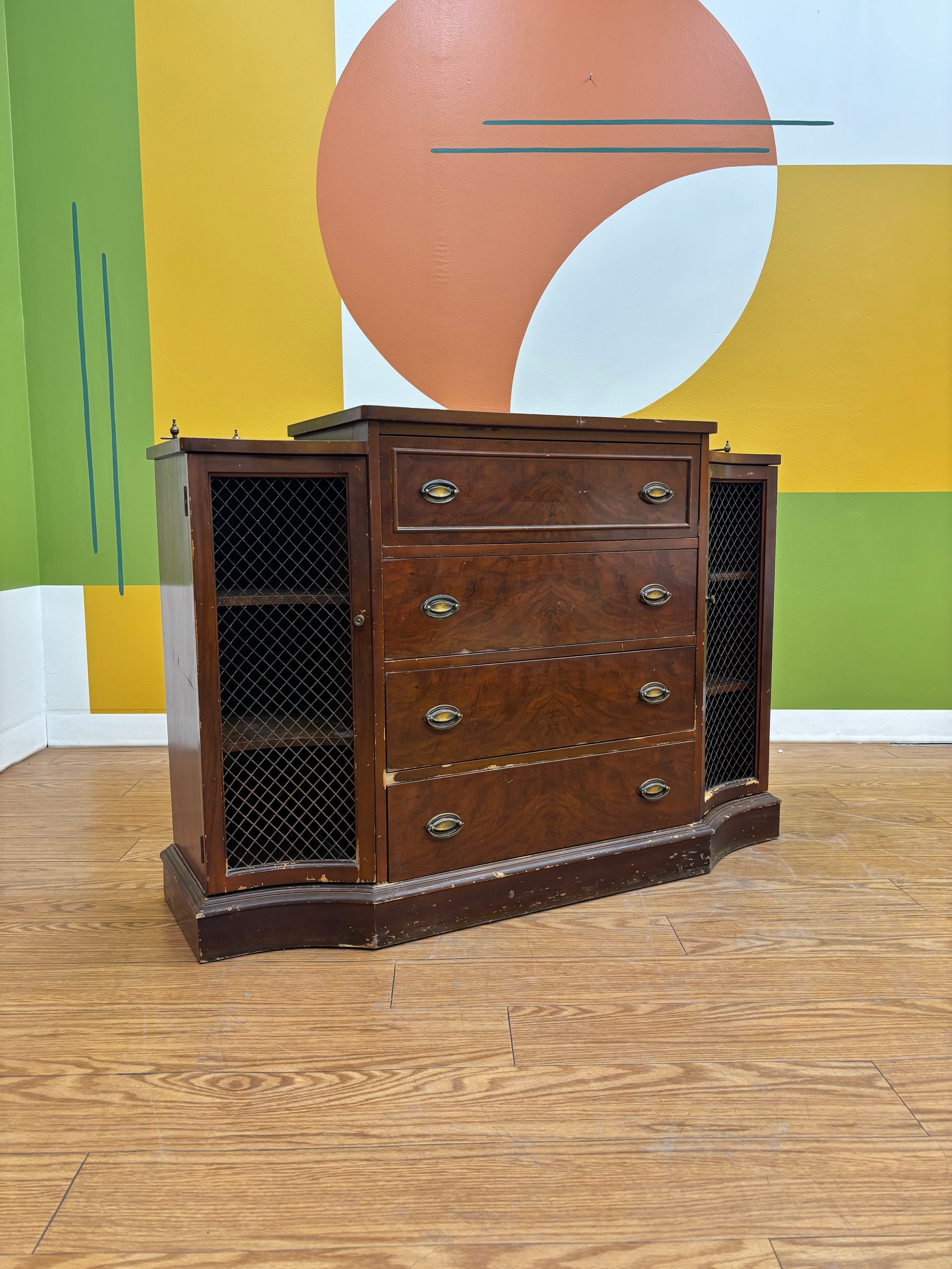 Wood Cabinet with Drop Down Drawer