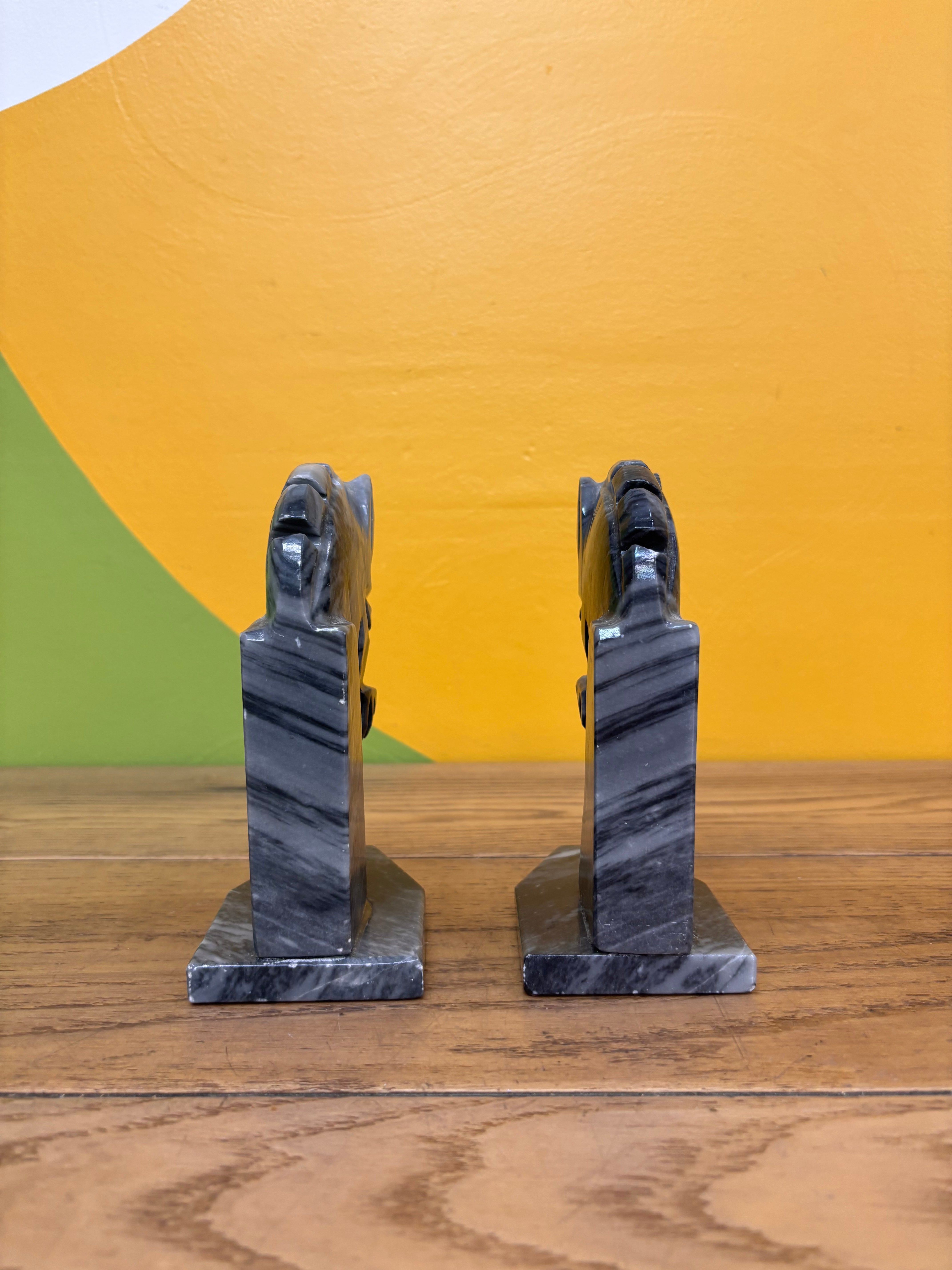 Stone Horse Head Bookends