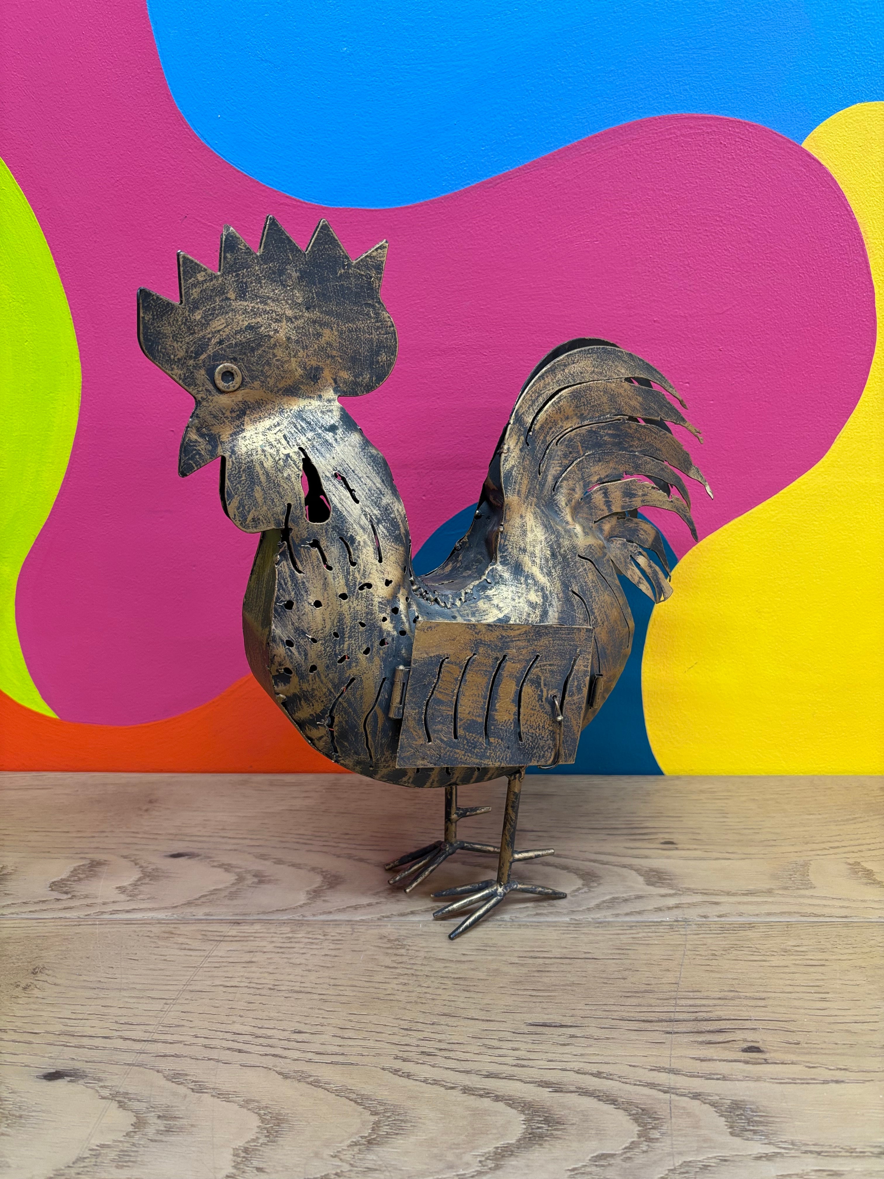 Metal Rooster Candle Holder