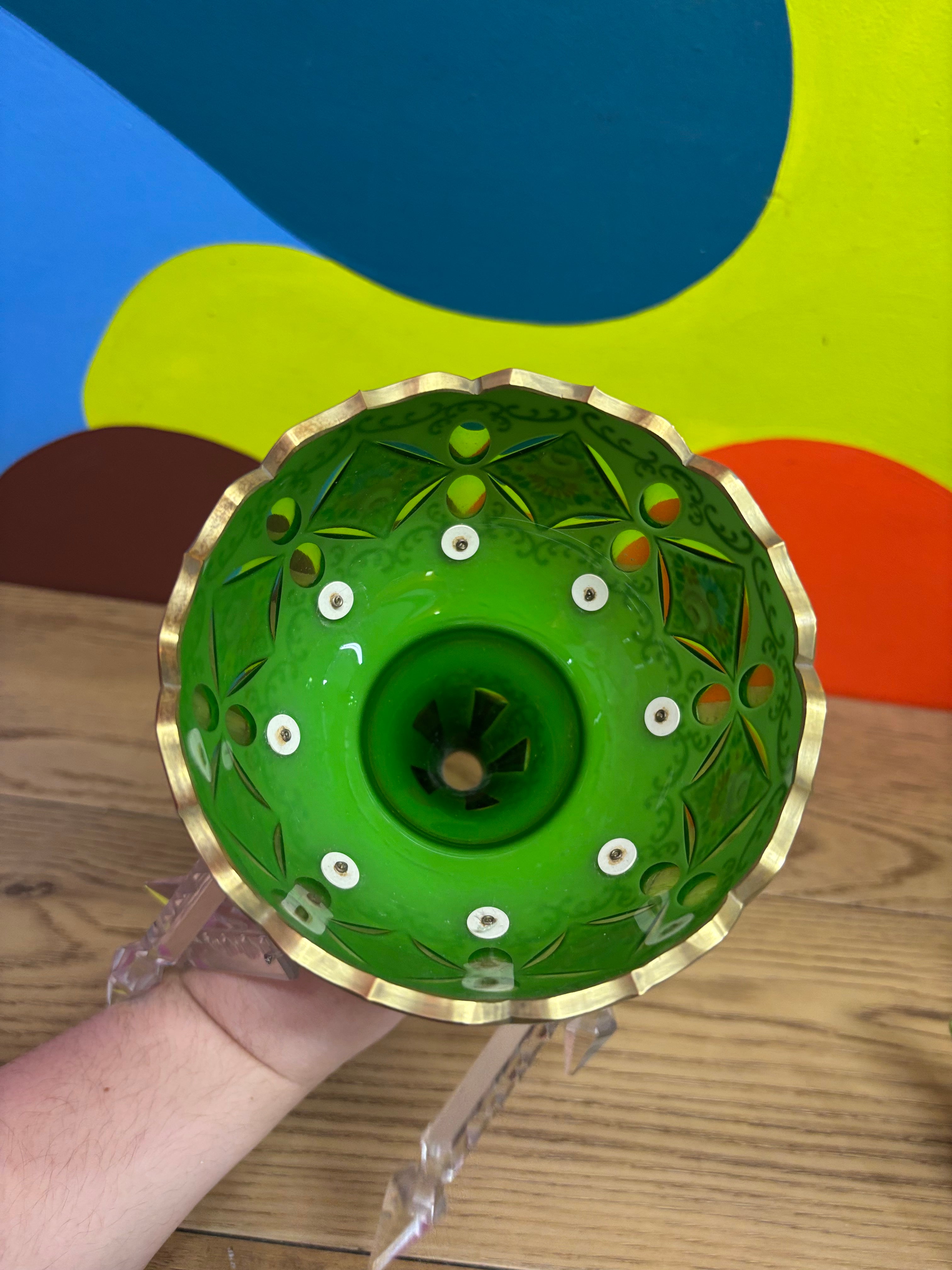 Czech Glass Candle Holder (2 available)