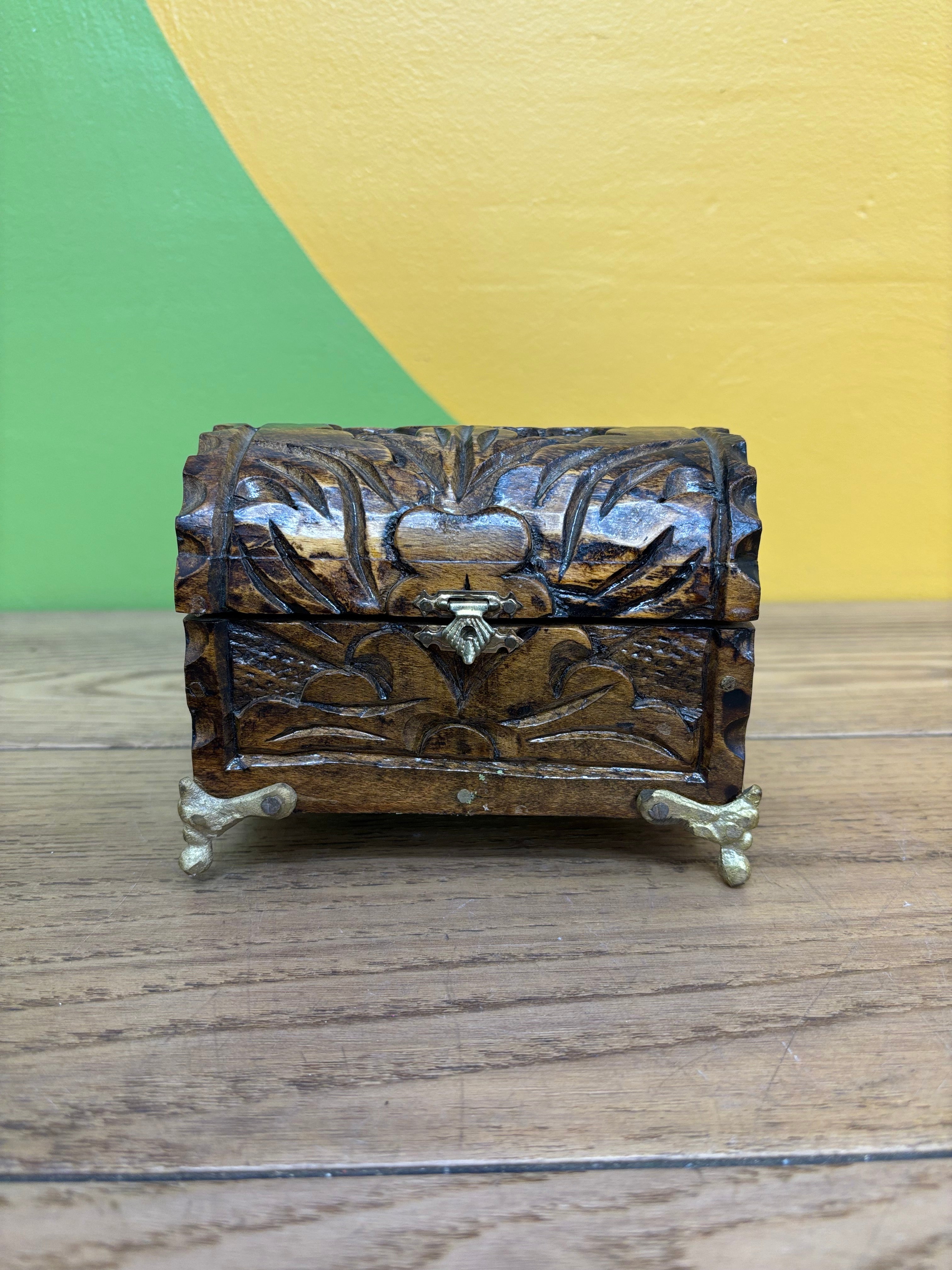 Small Wood Carved Jewlery Box