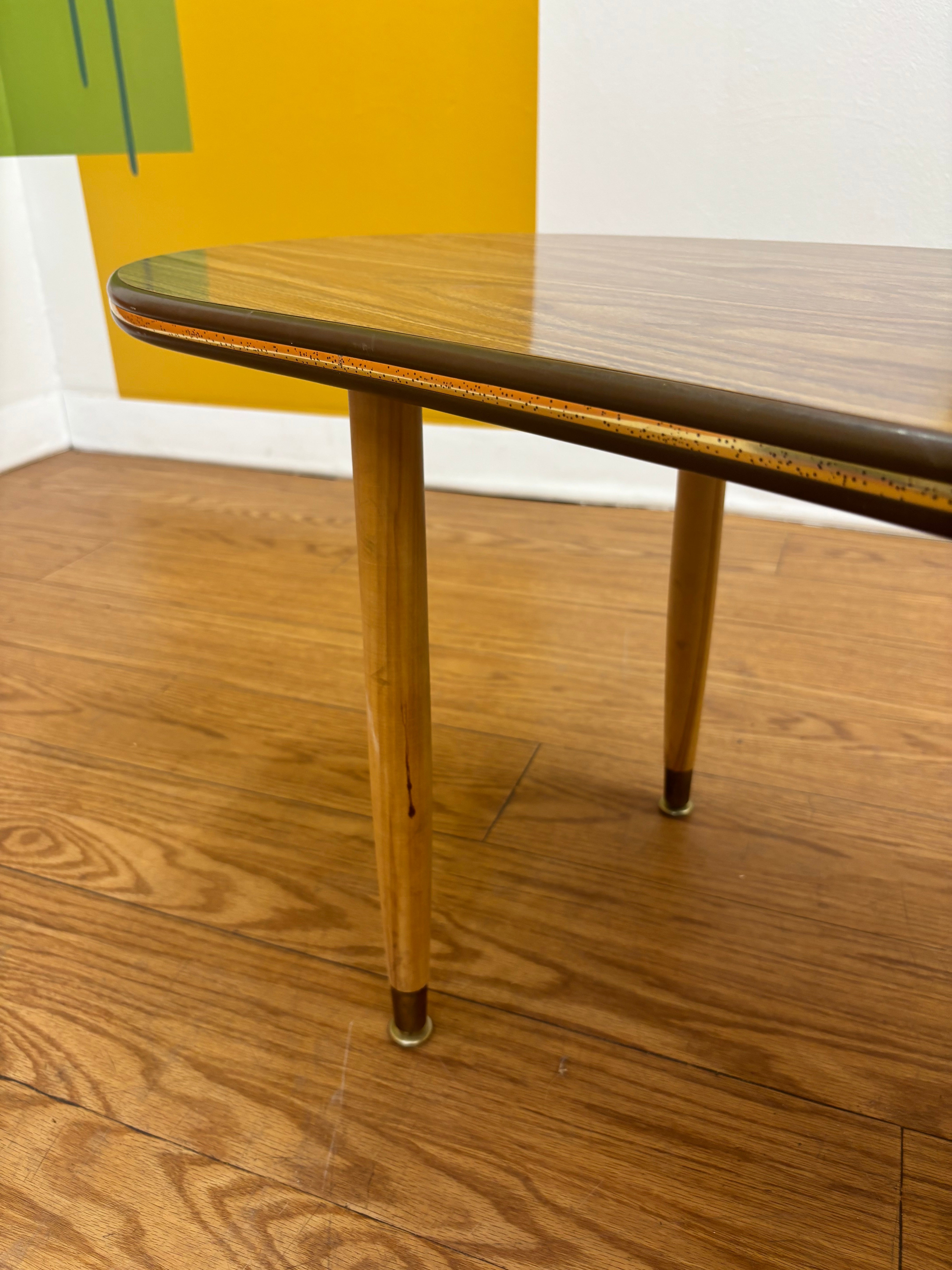 Wood Kidney-Shaped Coffee Table