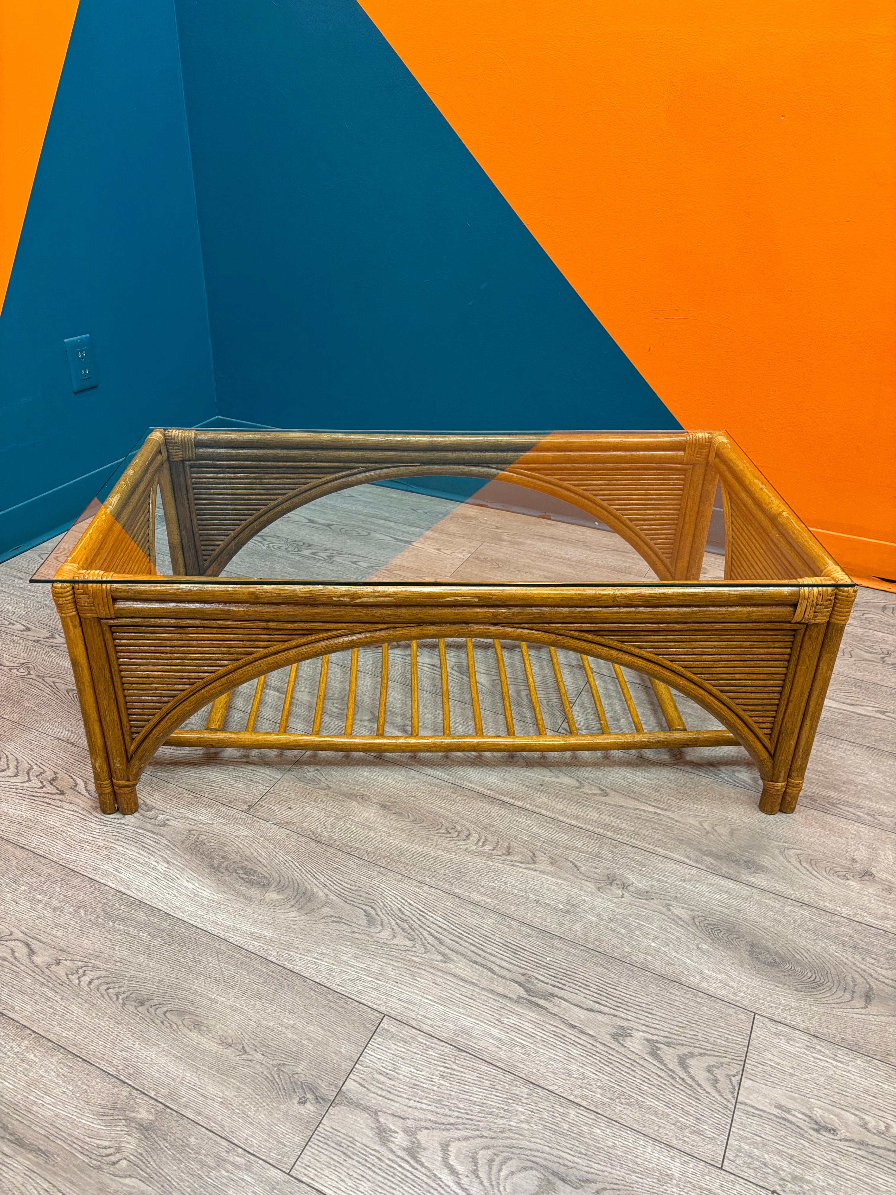 Rattan & Glass Coffee Table