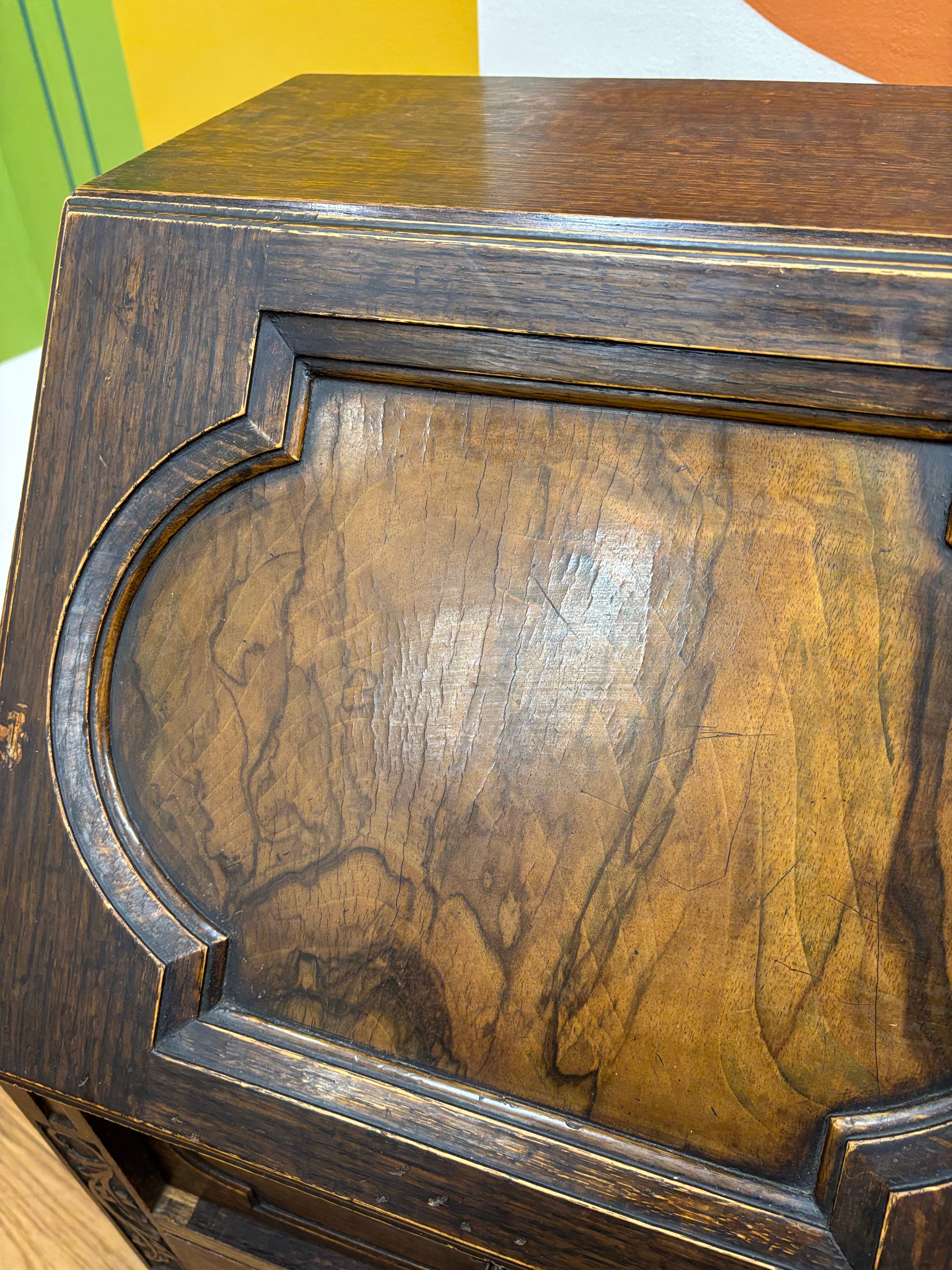 Wood Secretary Desk with Drawers