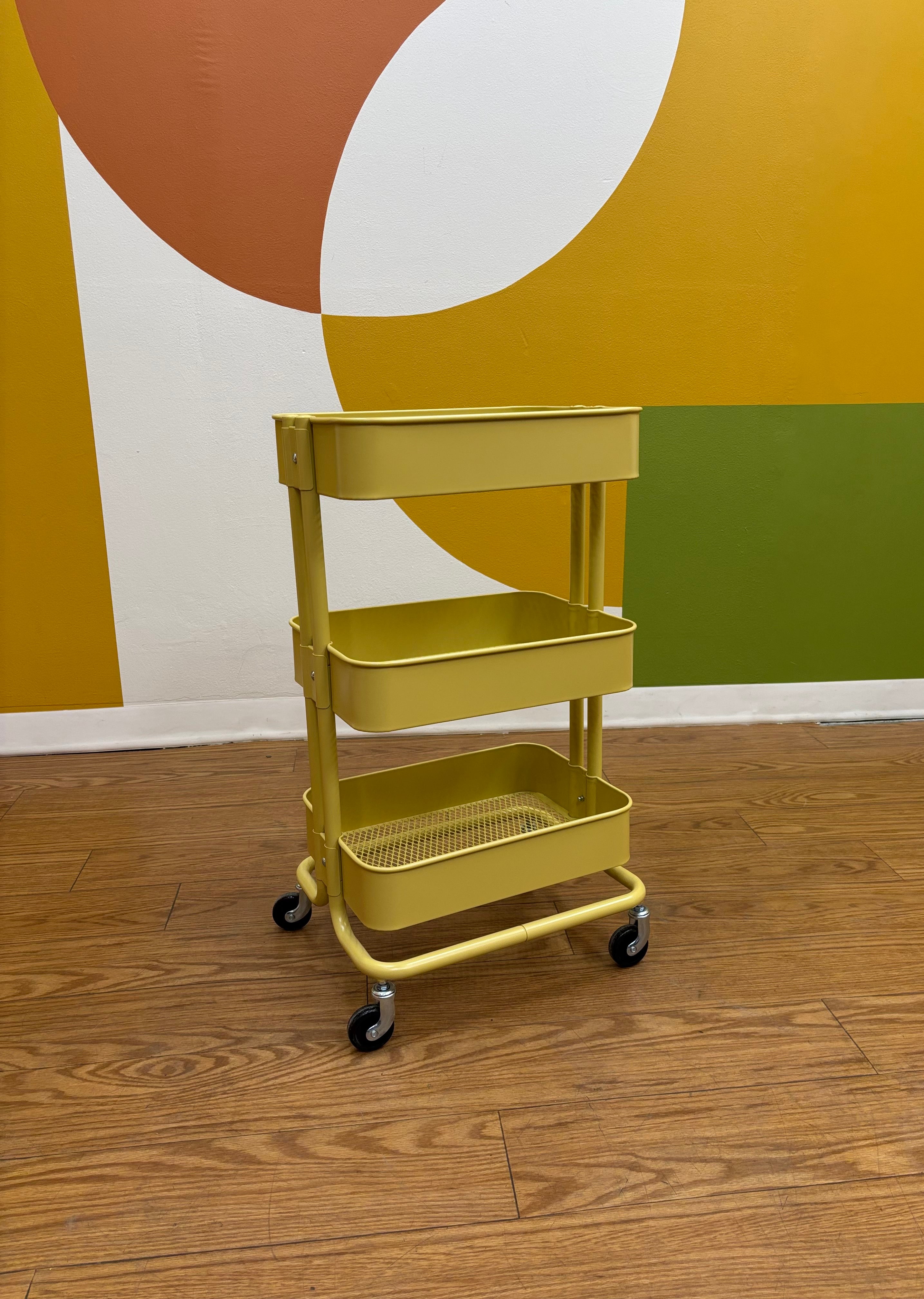 Yellow 3-Tier Rolling Cart