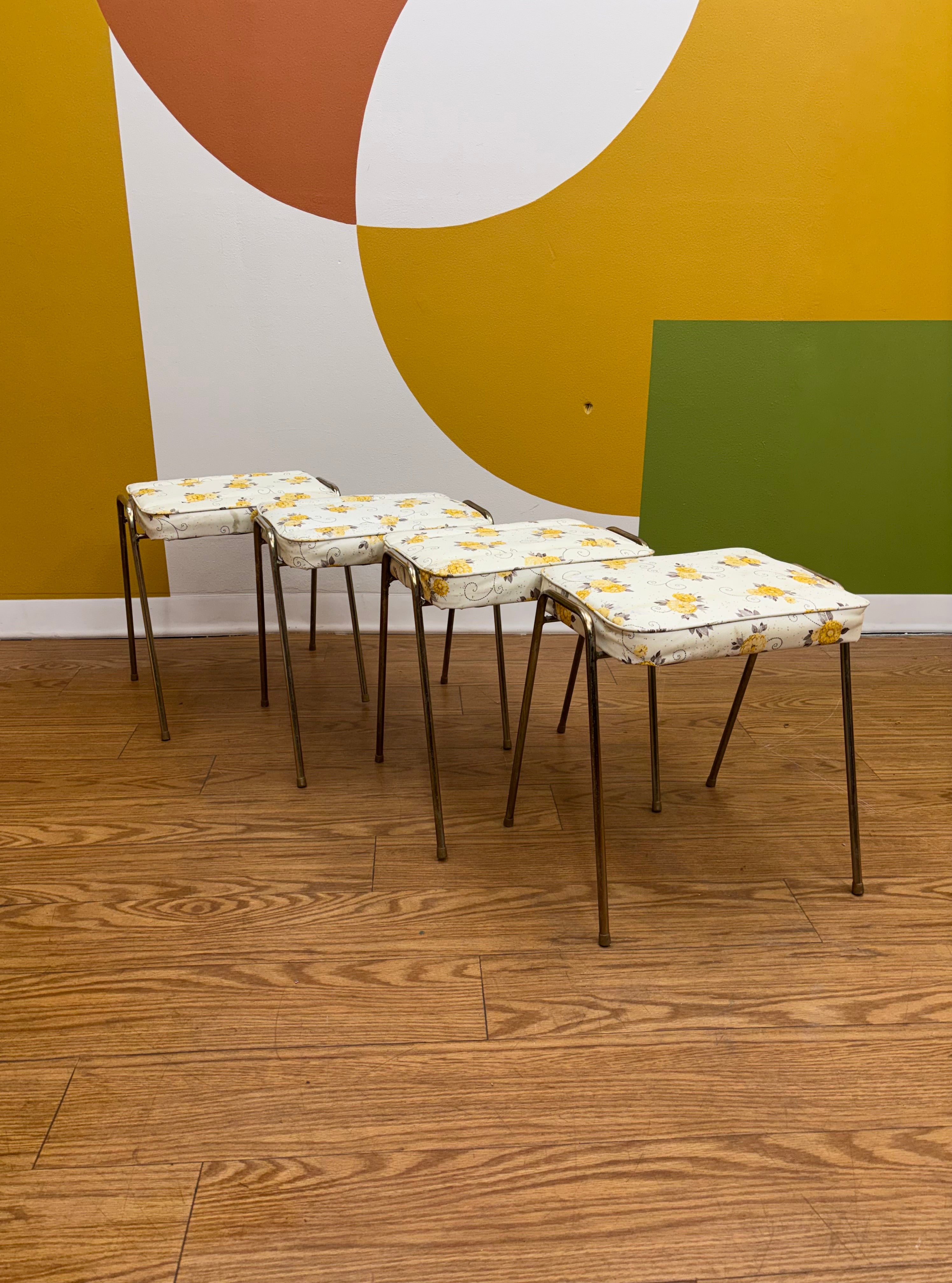 (4) Floral Stacking Stools