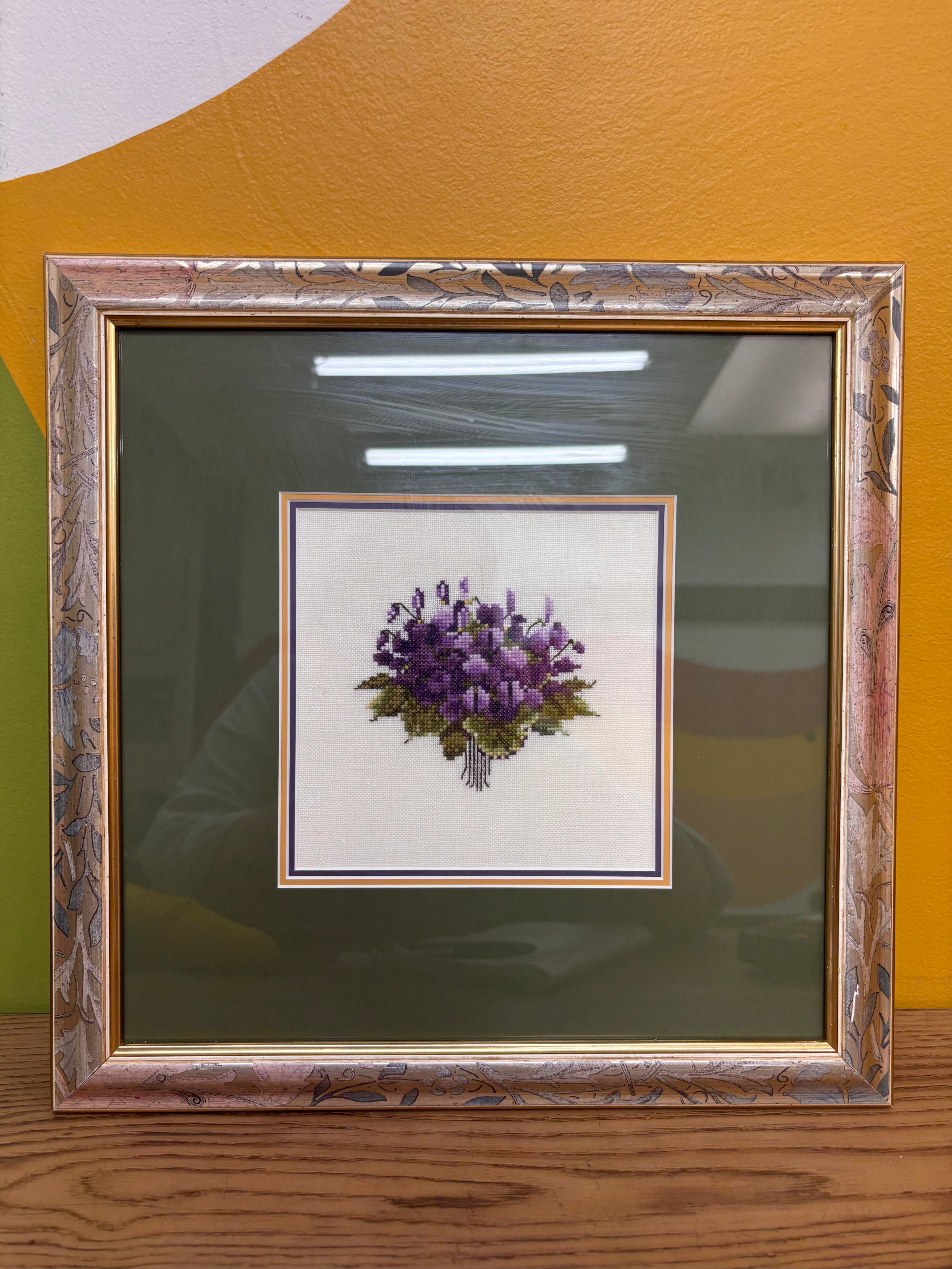 Framed Floral Needlepoint